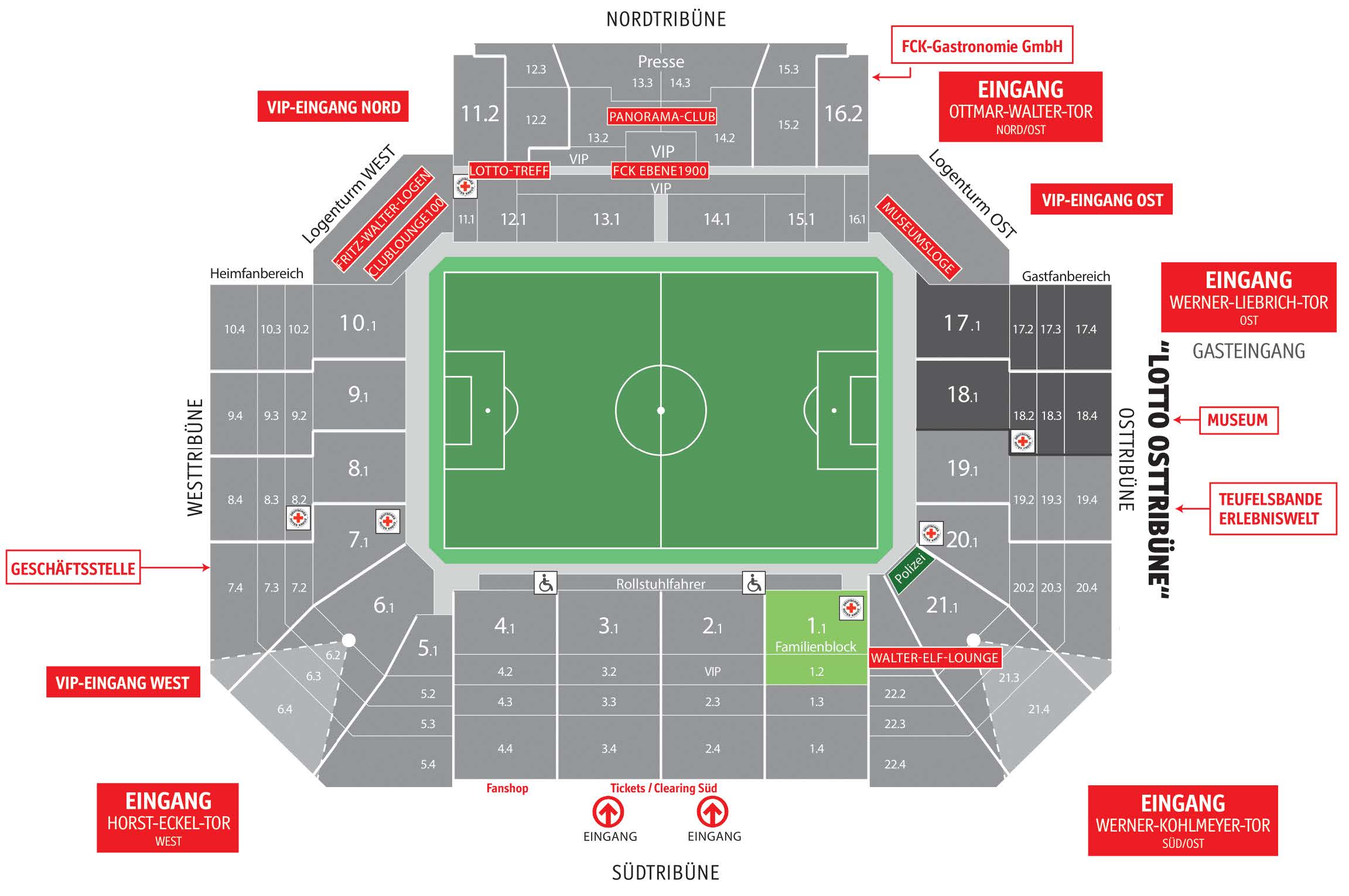 Der Stadionplan in Kaiserslautern.