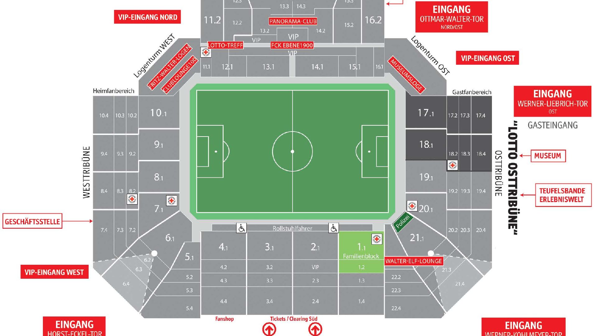Stadionplan vom Fritz-Walter-Stadion.