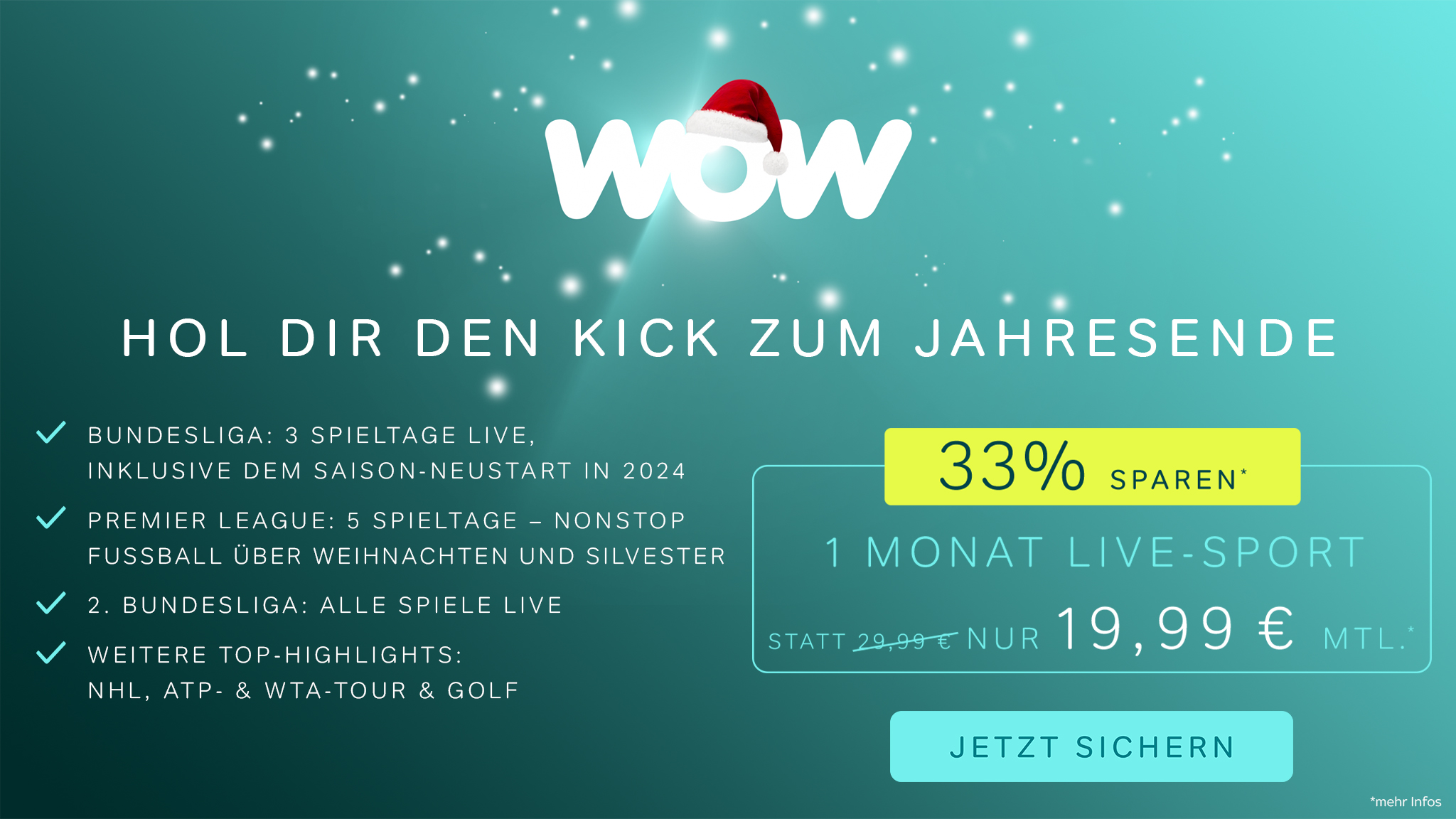 WOW Angebot: Einen Monat Live-Sport für 19,99 €