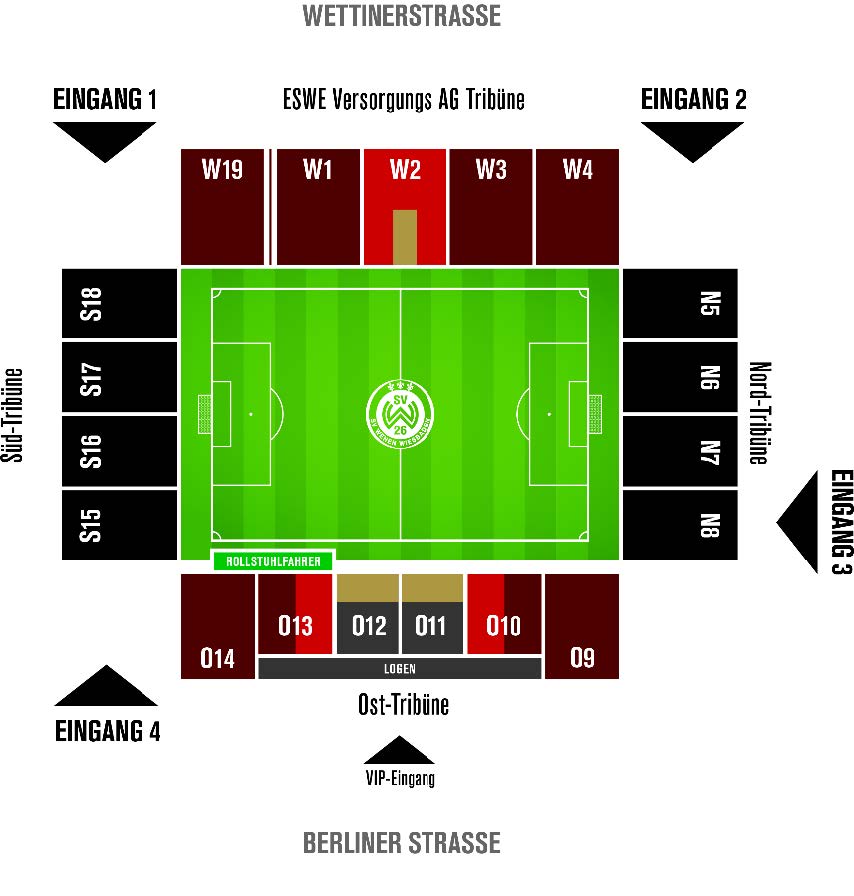Stadionplan SV Wehen Wiesbaden.