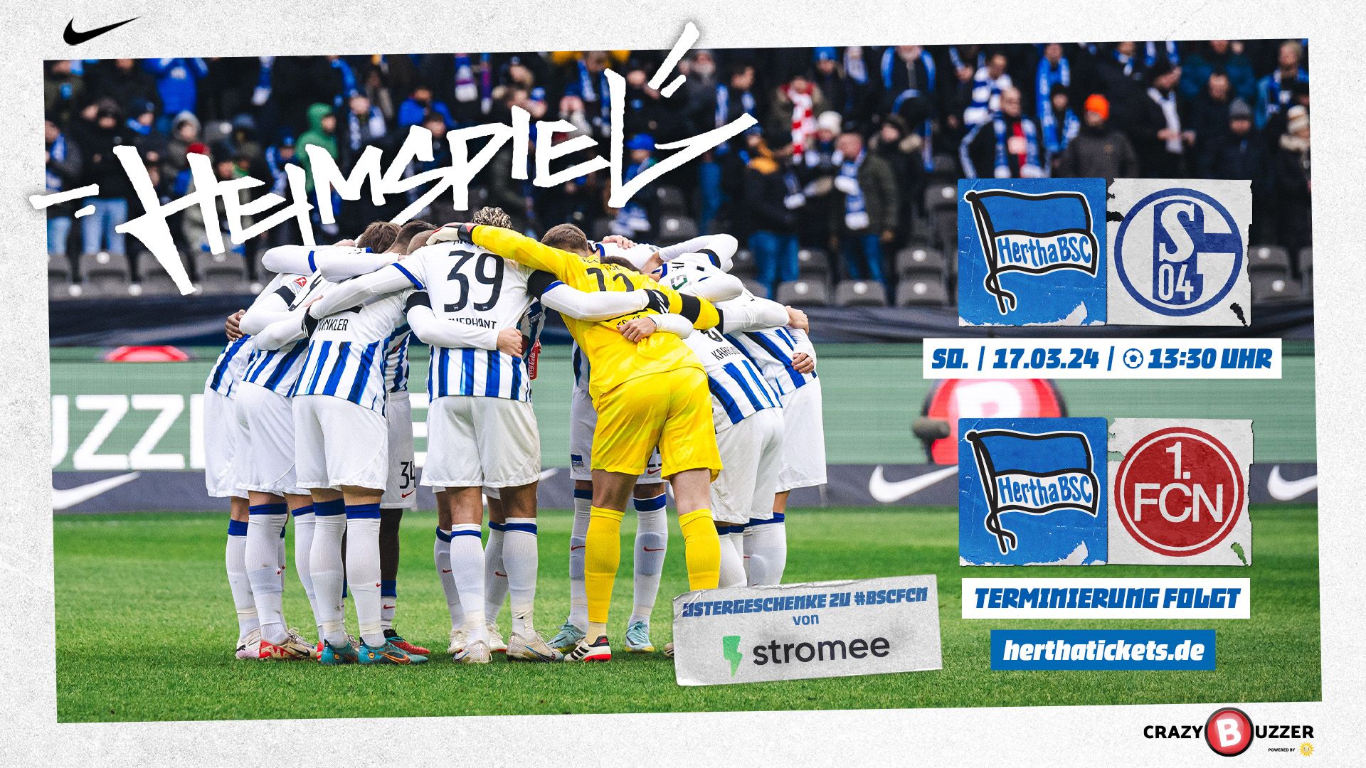 Die Ankündigungsgrafik zu den Heimspielen gegen Schalke und Nürnberg.