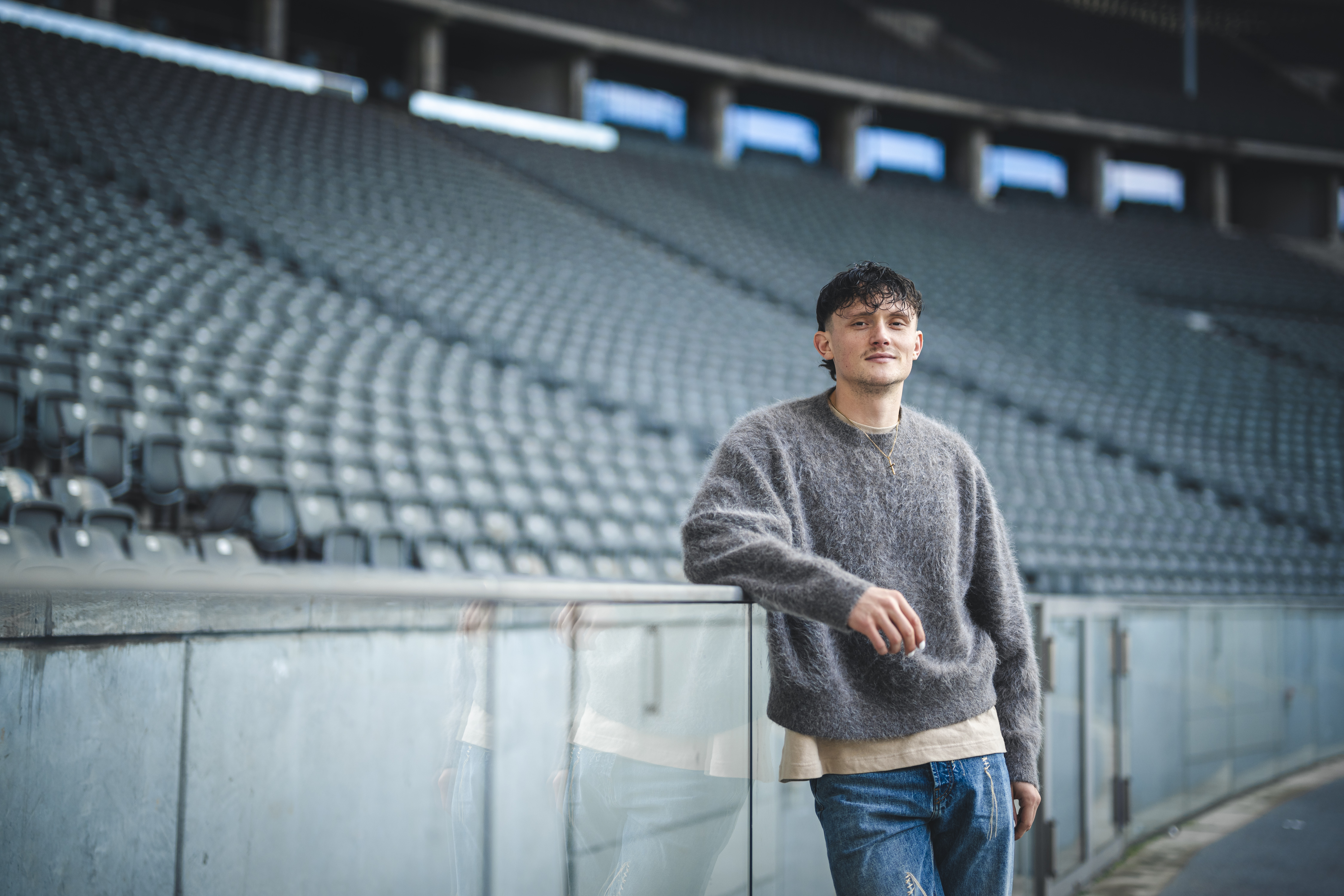 Fabian Reese in an empty Olympiastadion.