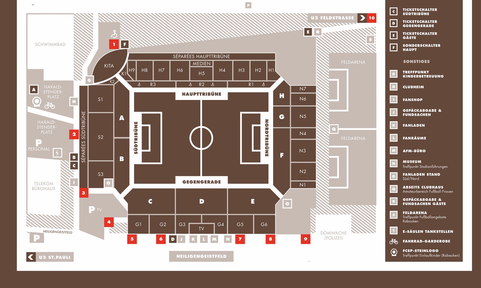 Der Stadionplan des Millerntor-Stadions.