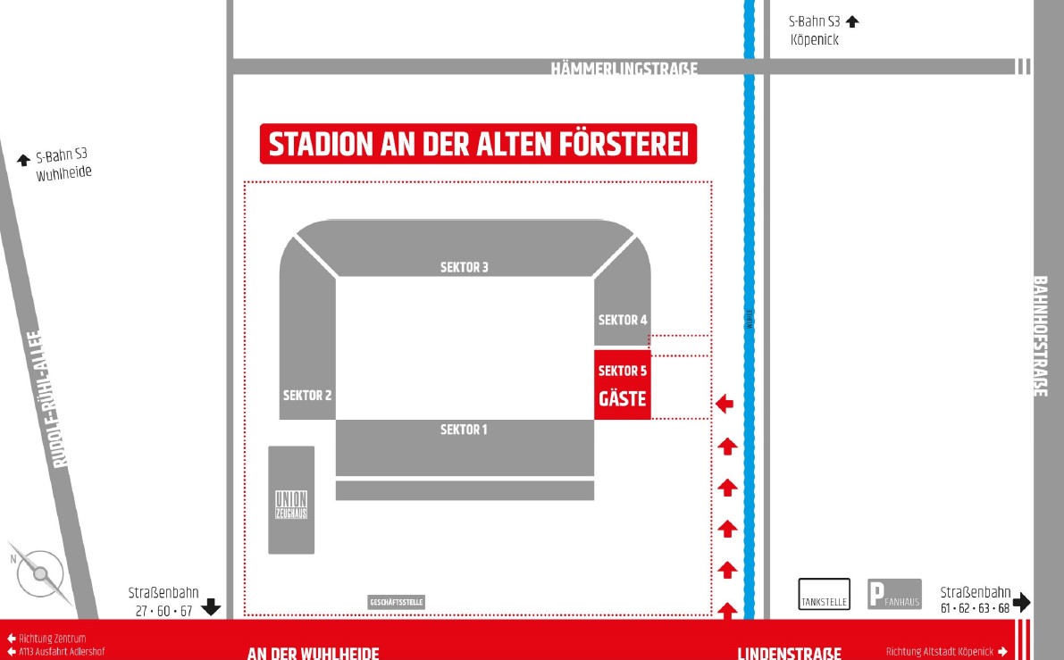 Der Stadionplan der Alten Försterei.
