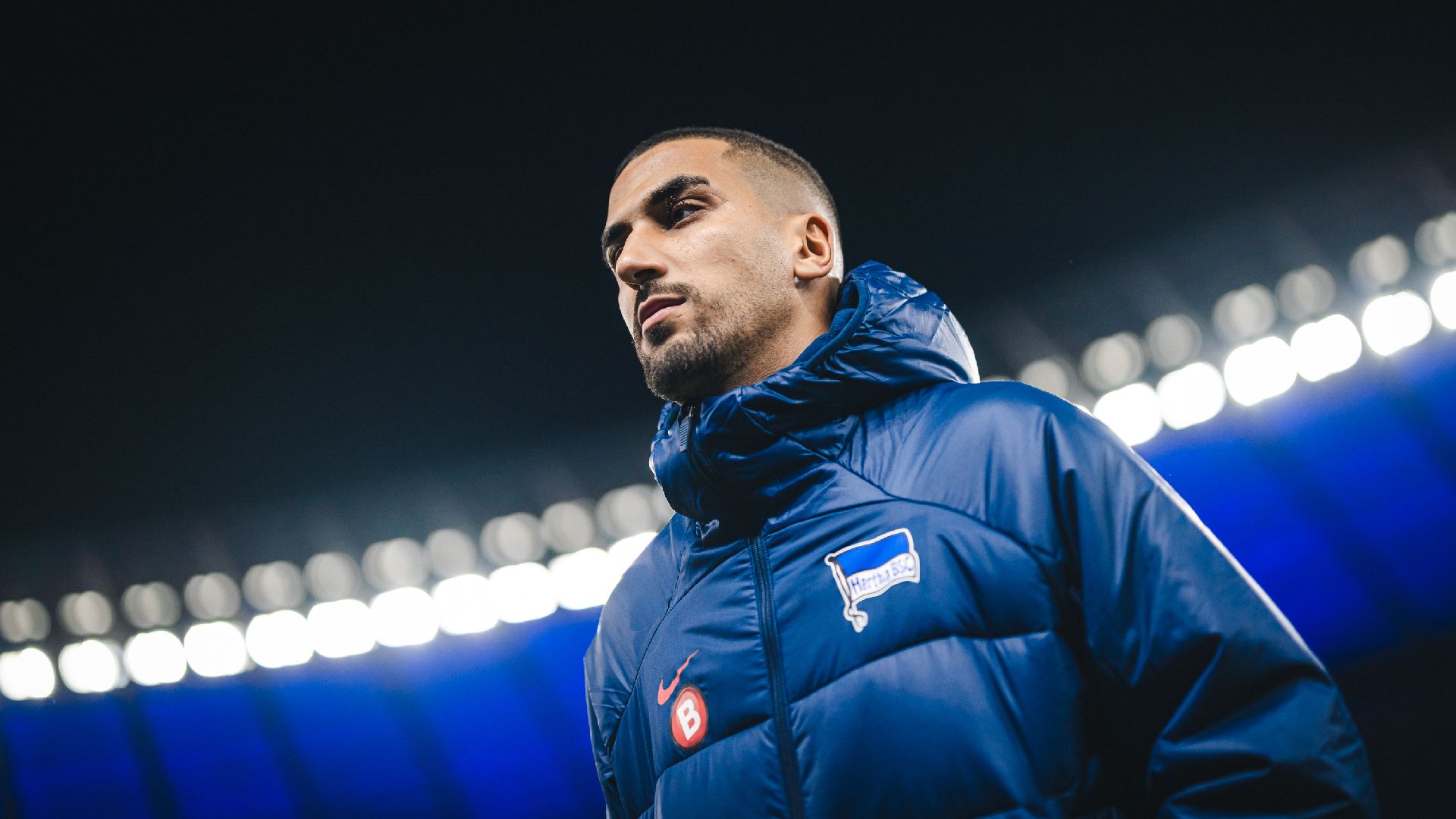 Aymen Barkok vor einem Pflichtspiel im Berliner Olympiastadion.