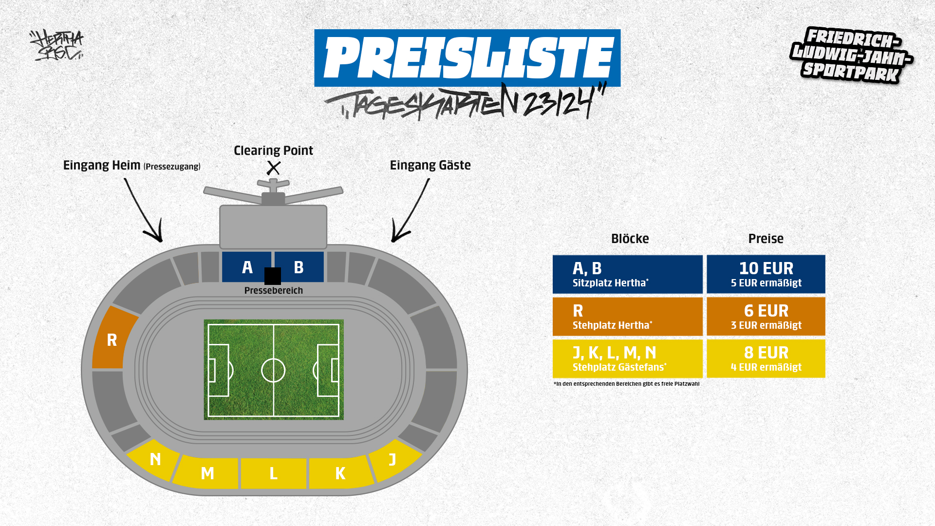 Die Preisliste zum Heimspiel der U23 gegen Energie Cottbus.; Quelle Hertha BSC II