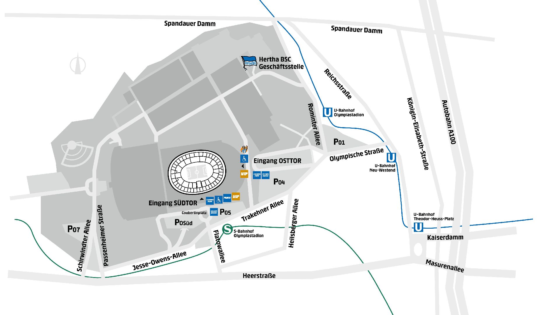Detaillierter Plan des Olympiastadions.