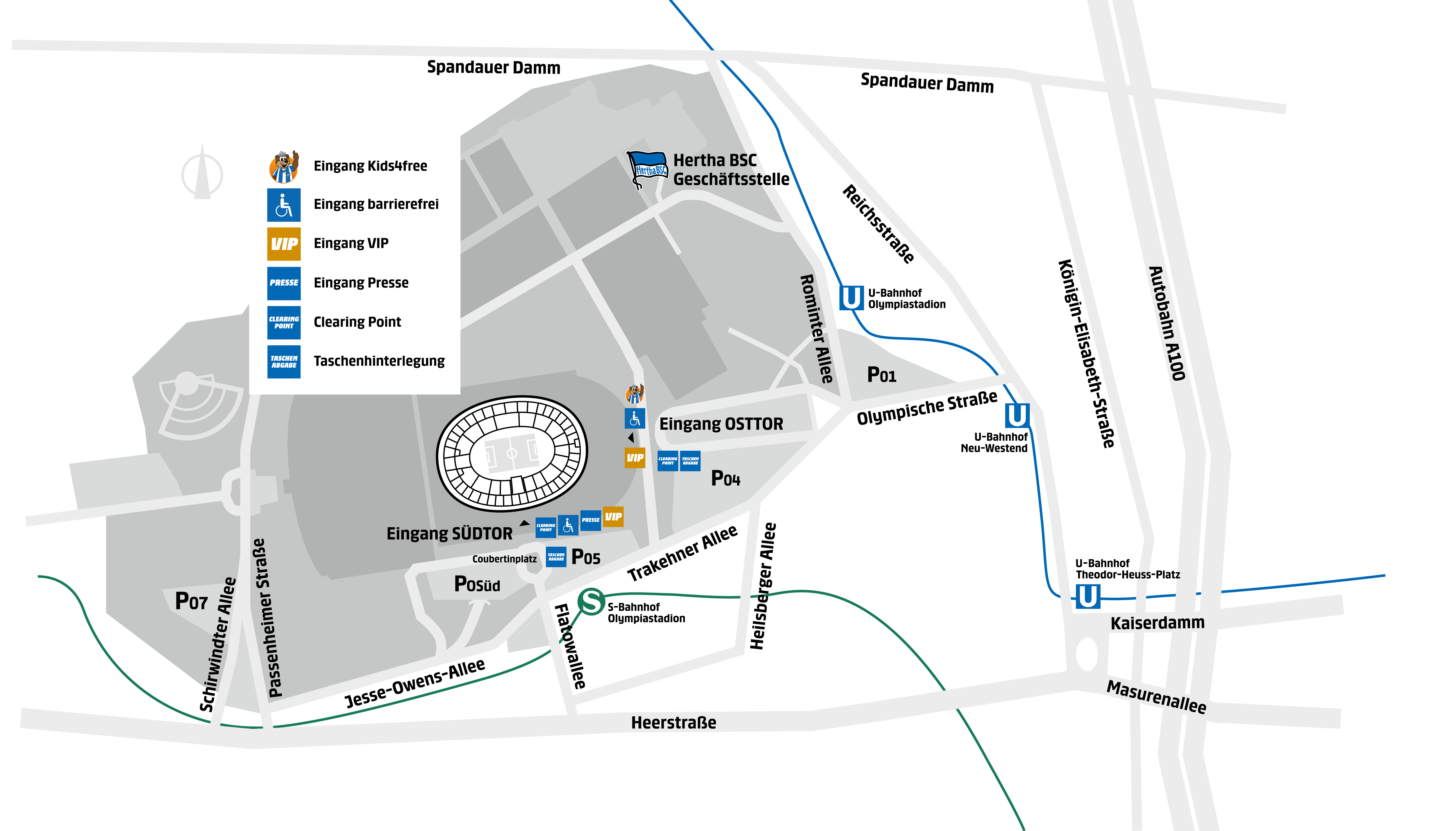 Ein detaillierter Lageplan für das Olympiastadion.