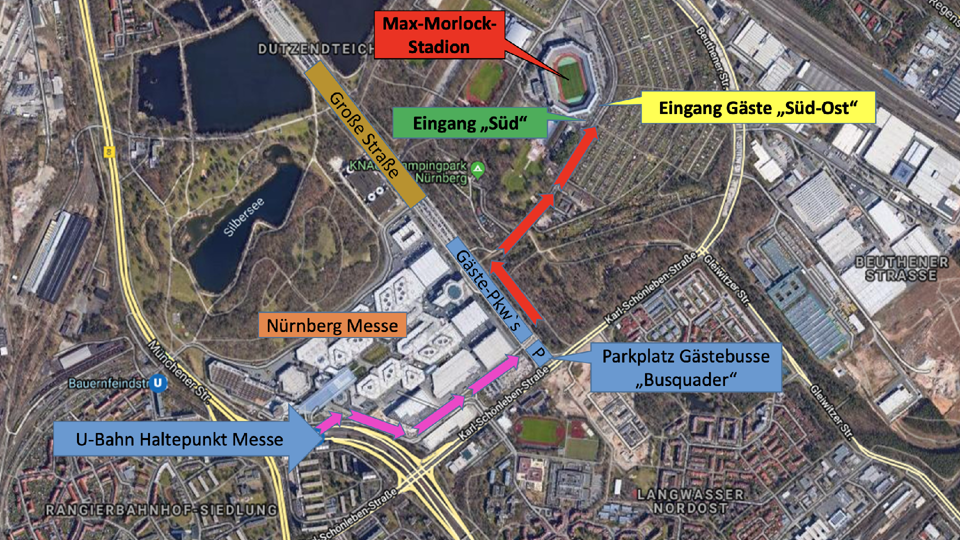 Der Park- und Anmarschplan für Nürnberg.
