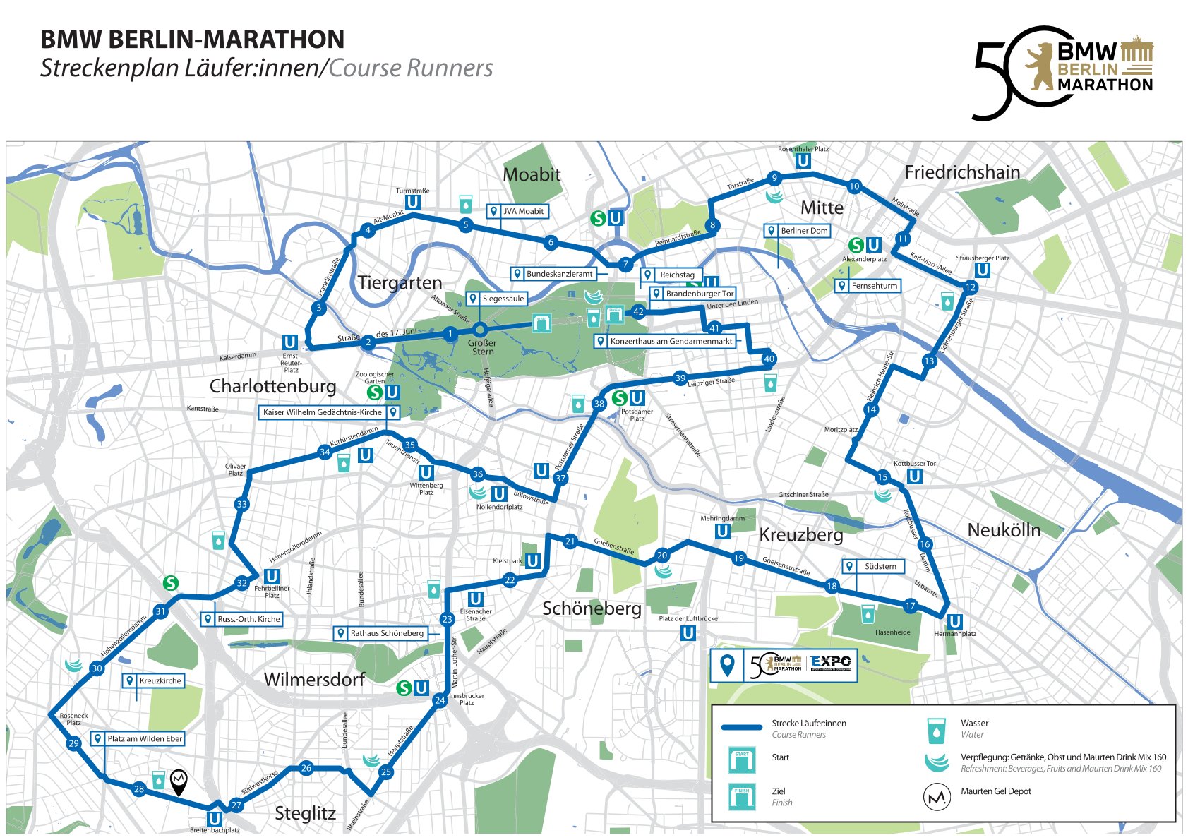 Die Strecke des Berlin-Marathons am Sonntag.