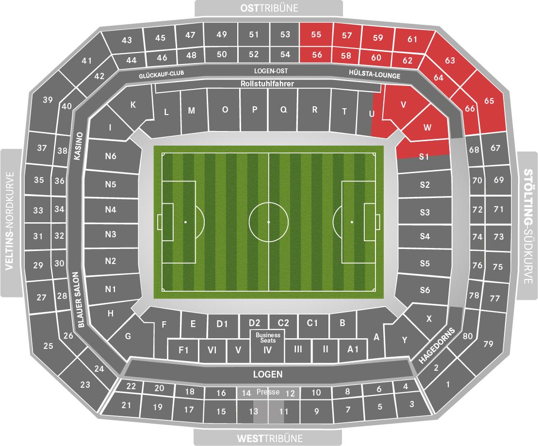 Der Stadionplan in der Arena auf Schalke.