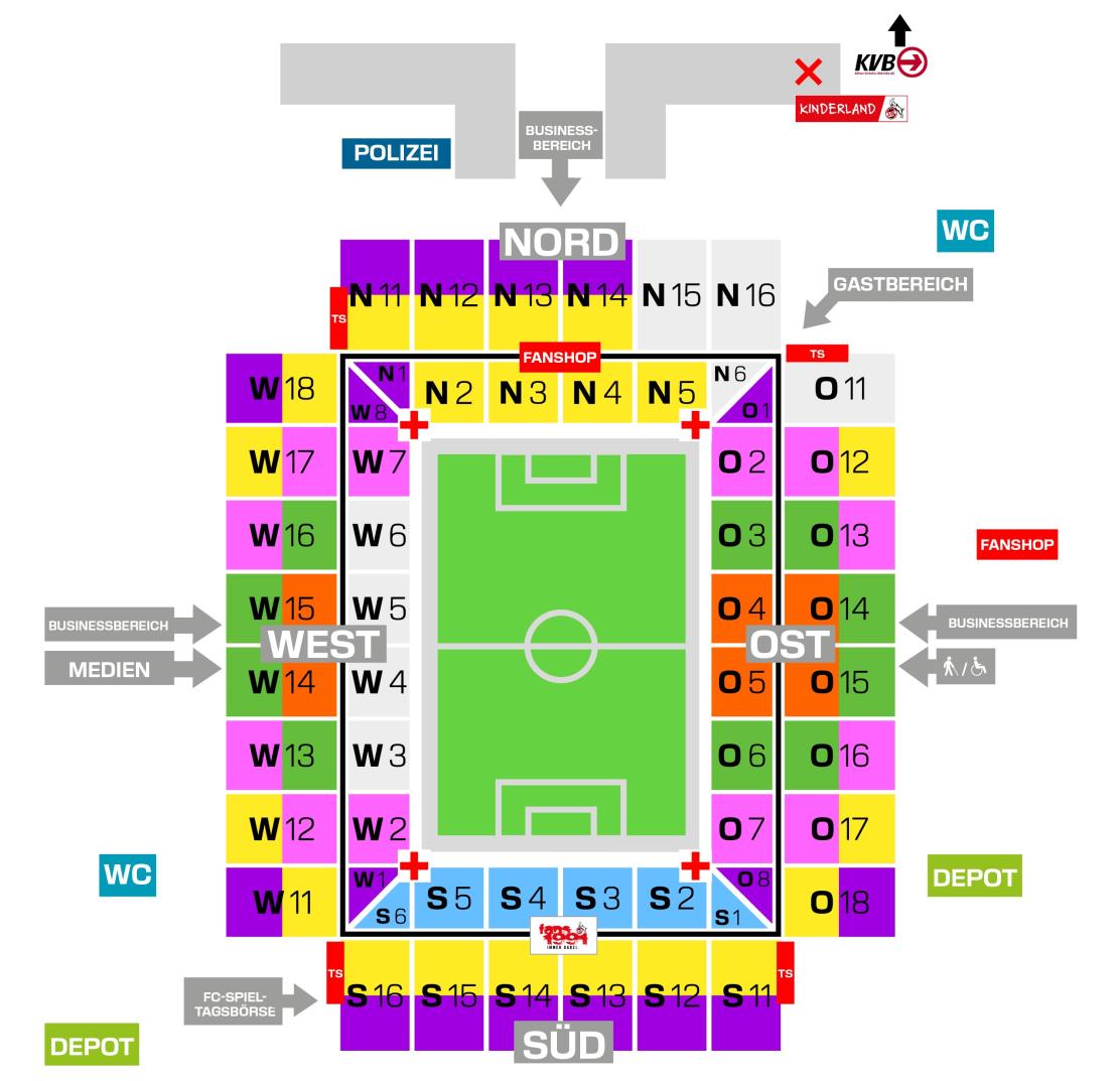 Der Stadionplan des Rheinenergiestadions.