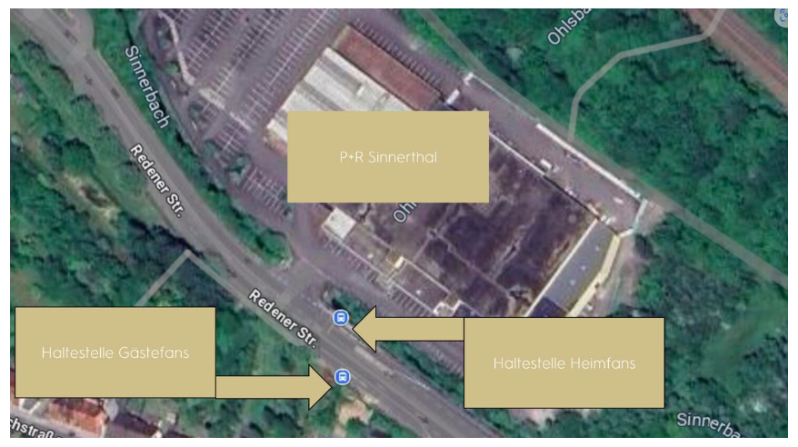 Übersicht von der Parkplatzsituation im Stadionumfeld.