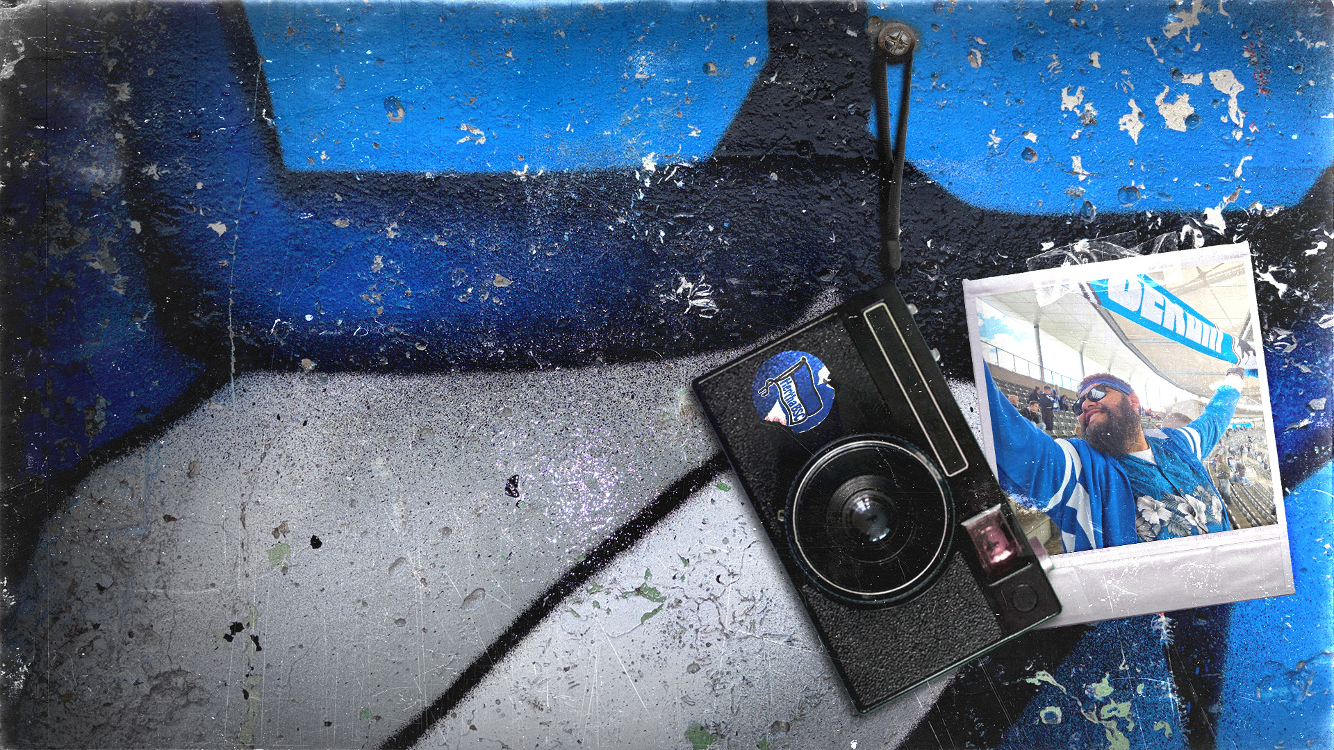 Grafik mit Foto von Joel Baxter im Olympiastadion.