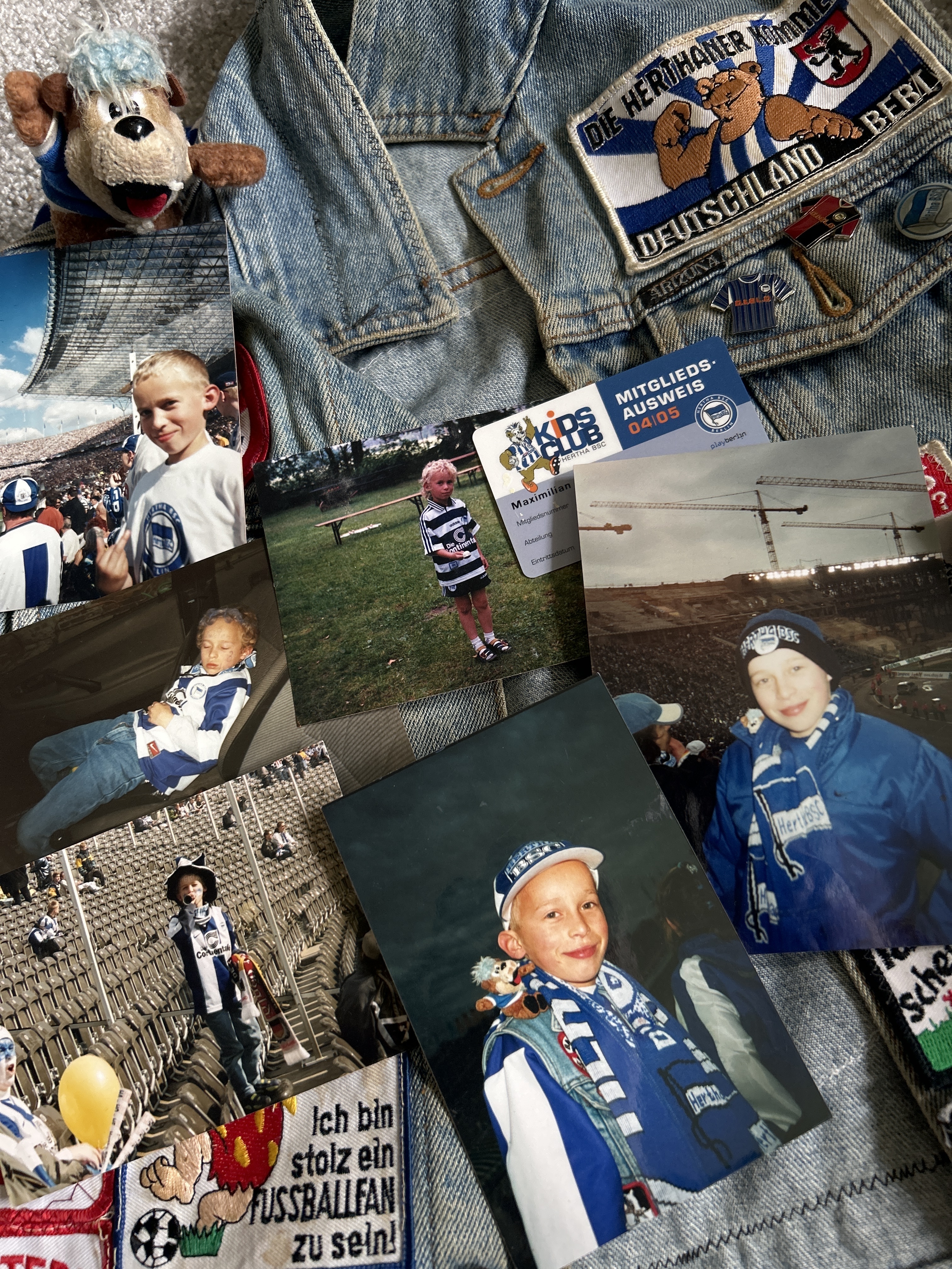 Foto-Collage mit alten Bildern von Maximilian als junger Hertha-Fan.