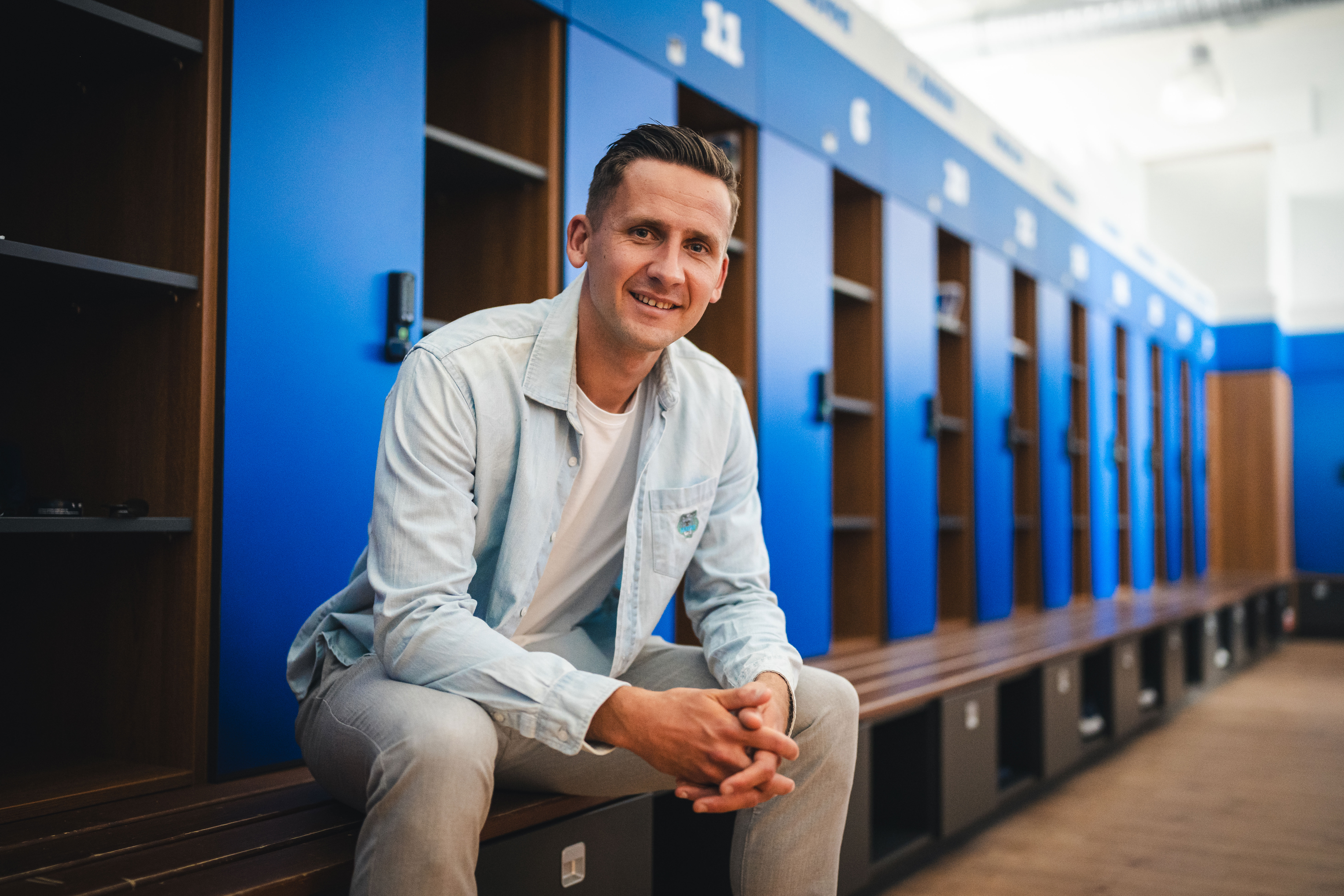 Paul Seguin in der Hertha-Kabine.