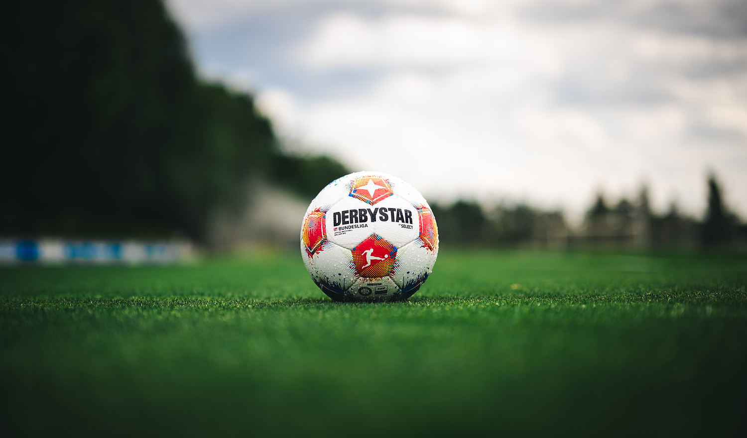 Ein Ball liegt auf dem Rasen.