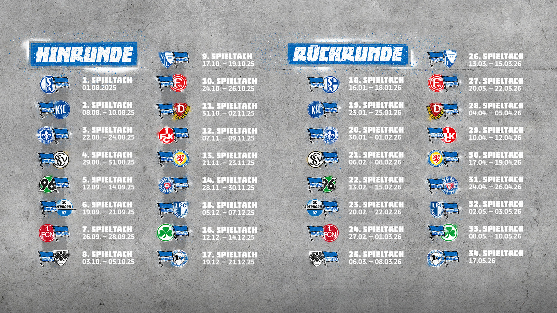 Der komplette Spielplan für die Saison 2025/26.