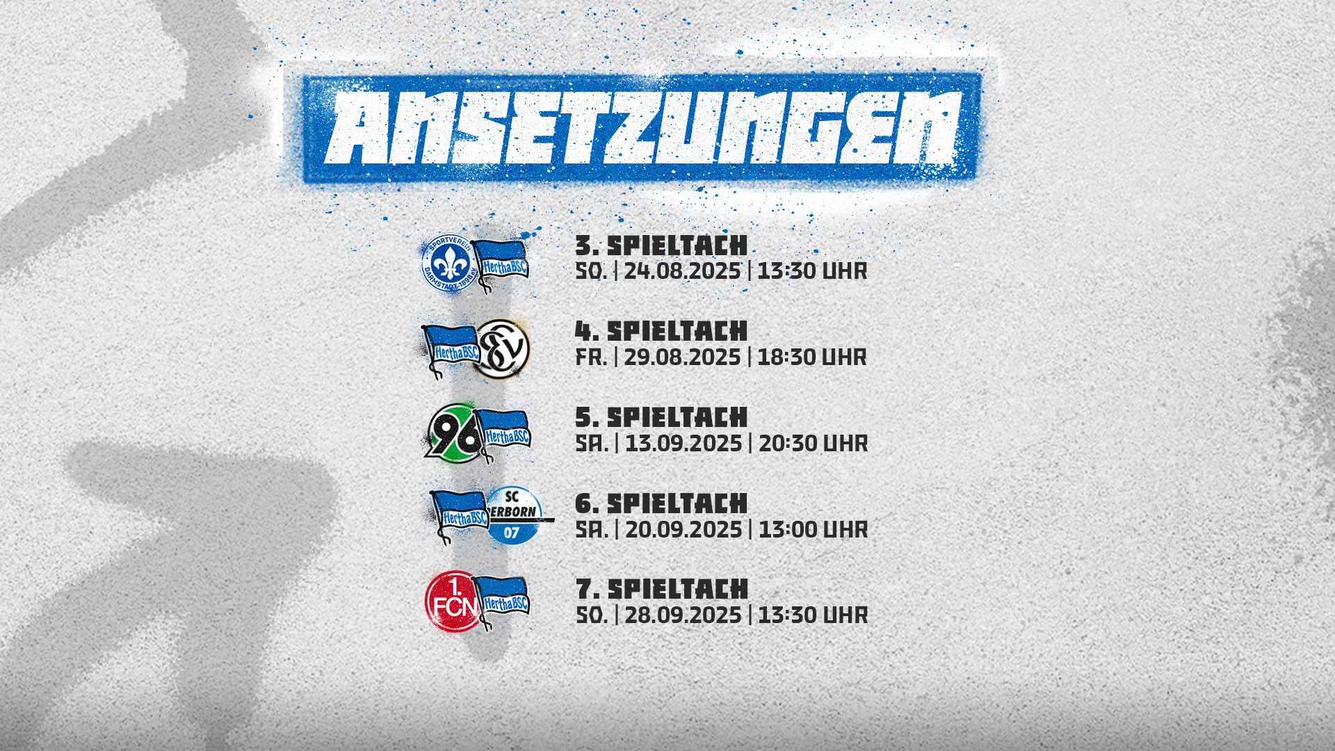 Die Grafik mit den Ansetzungen der Spieltage 3 bis 7.