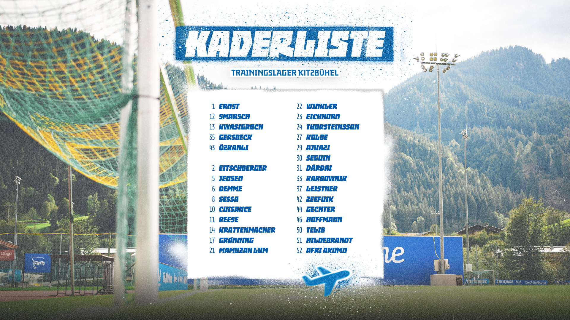 Die Kaderliste für das Trainingslager in Kitzbühel.