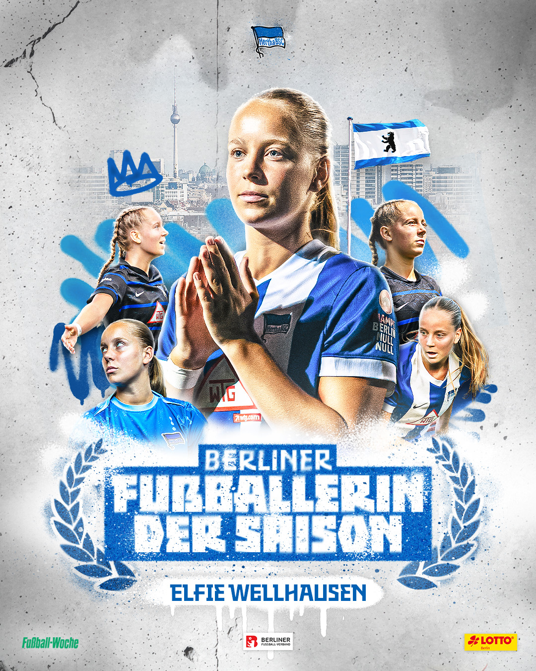 Grafik von Elfie Wellhausen zur Wahl als Fußballerin der Saison 2024/25.
