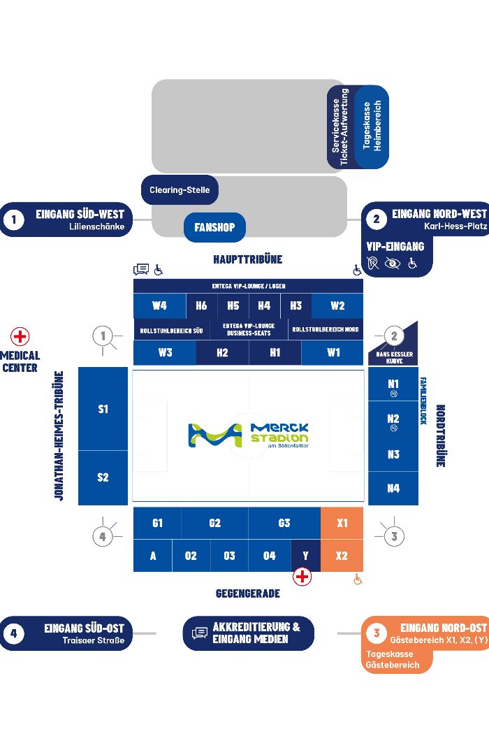 Übersicht des Stadions am Böllenfalltor.