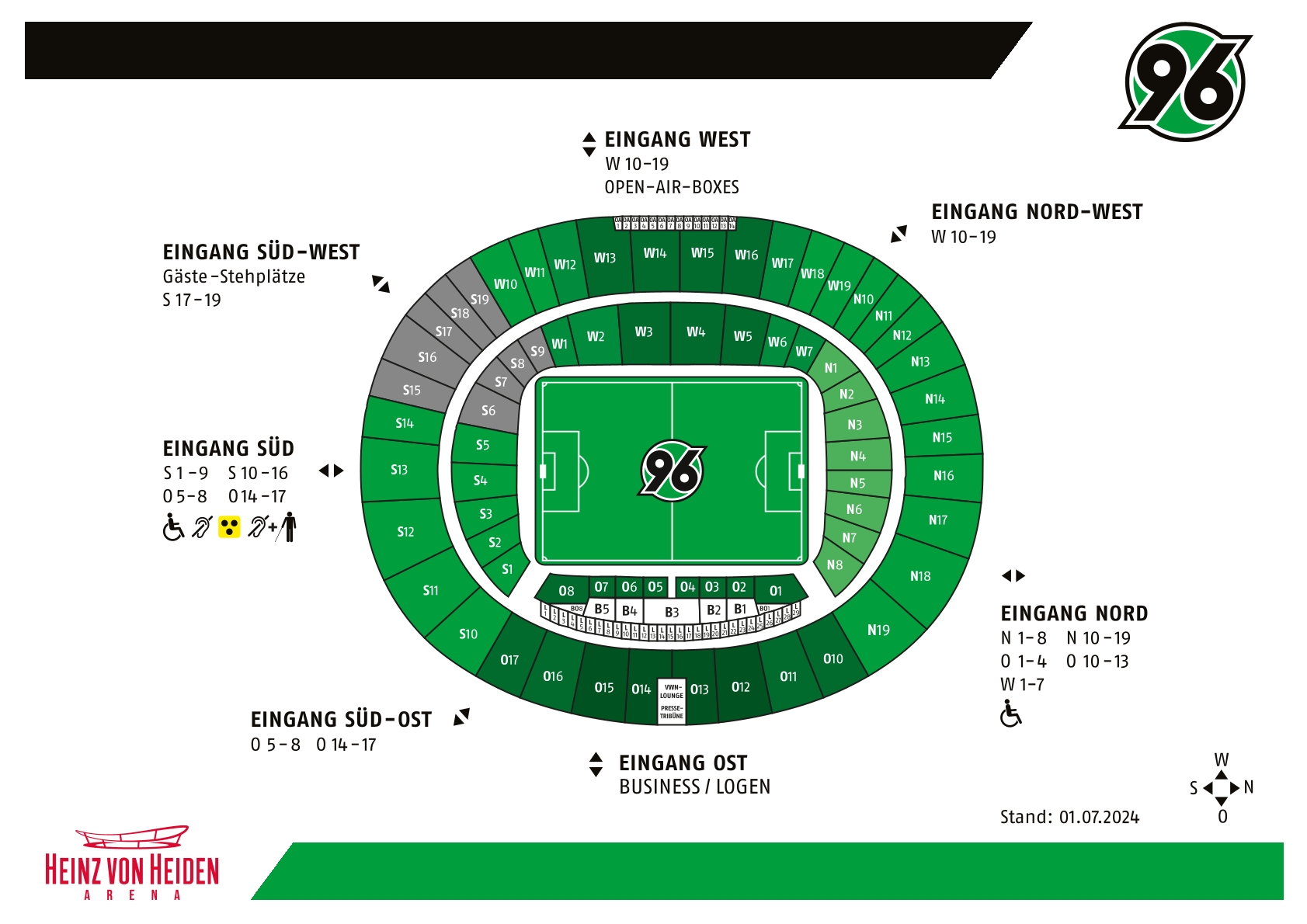Stadionplan des Niedersachsenstadions.