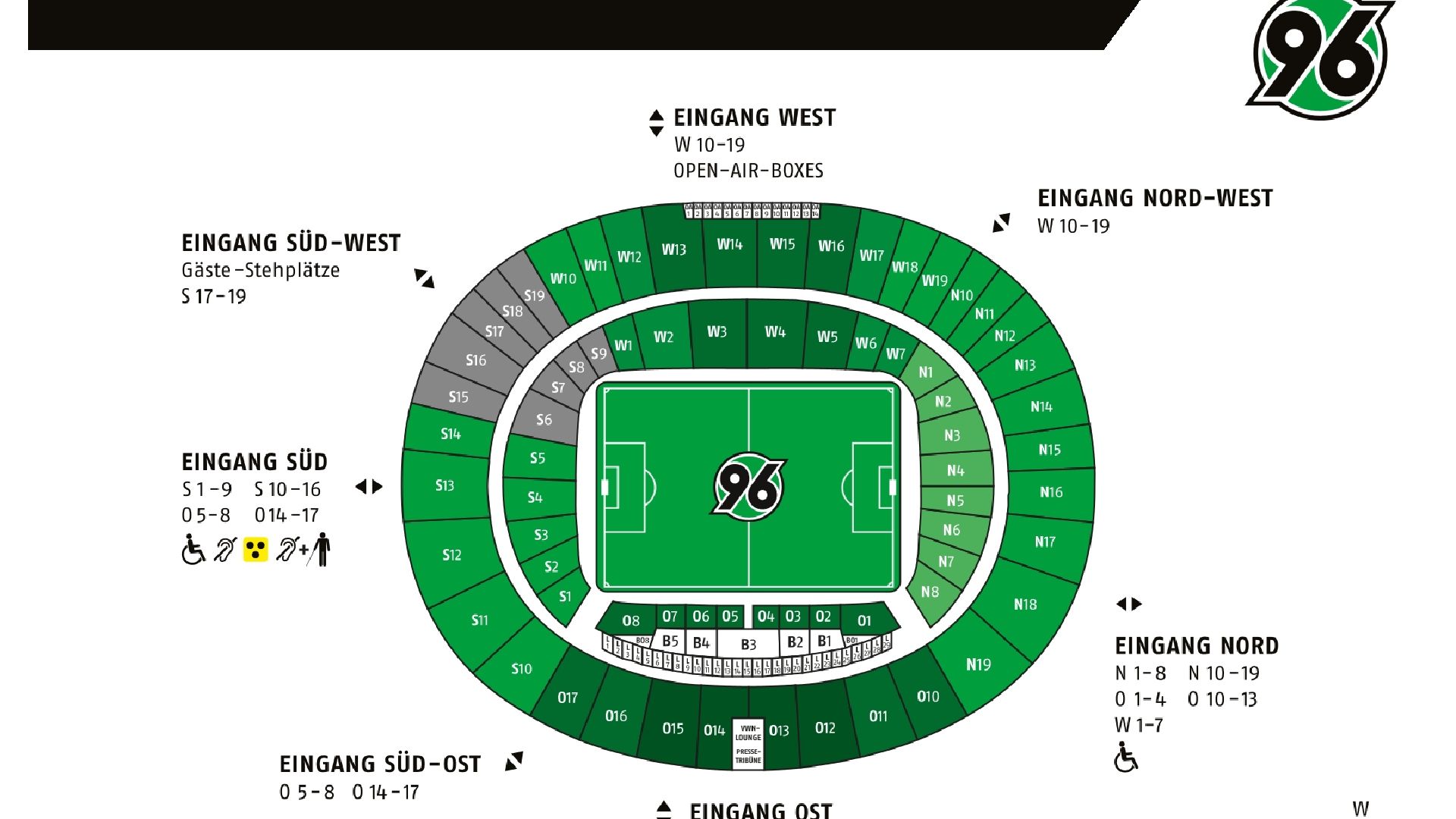 Stadionplan des Niedersachsenstadions.