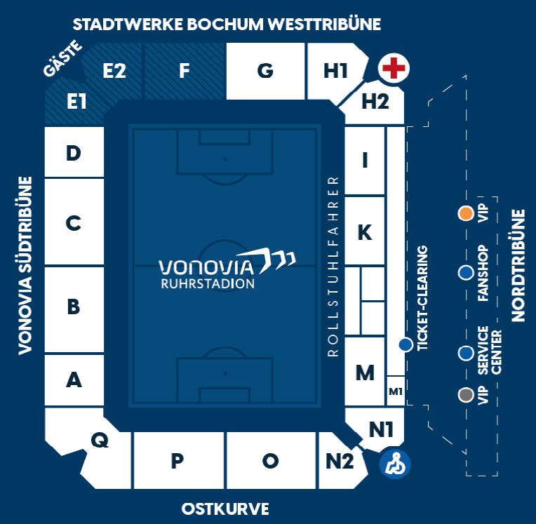 Stadionplan des Ruhrstadions.