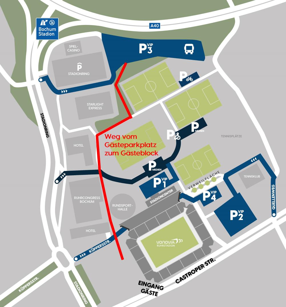 Plan des Gästeparkplatzes in Bochum.