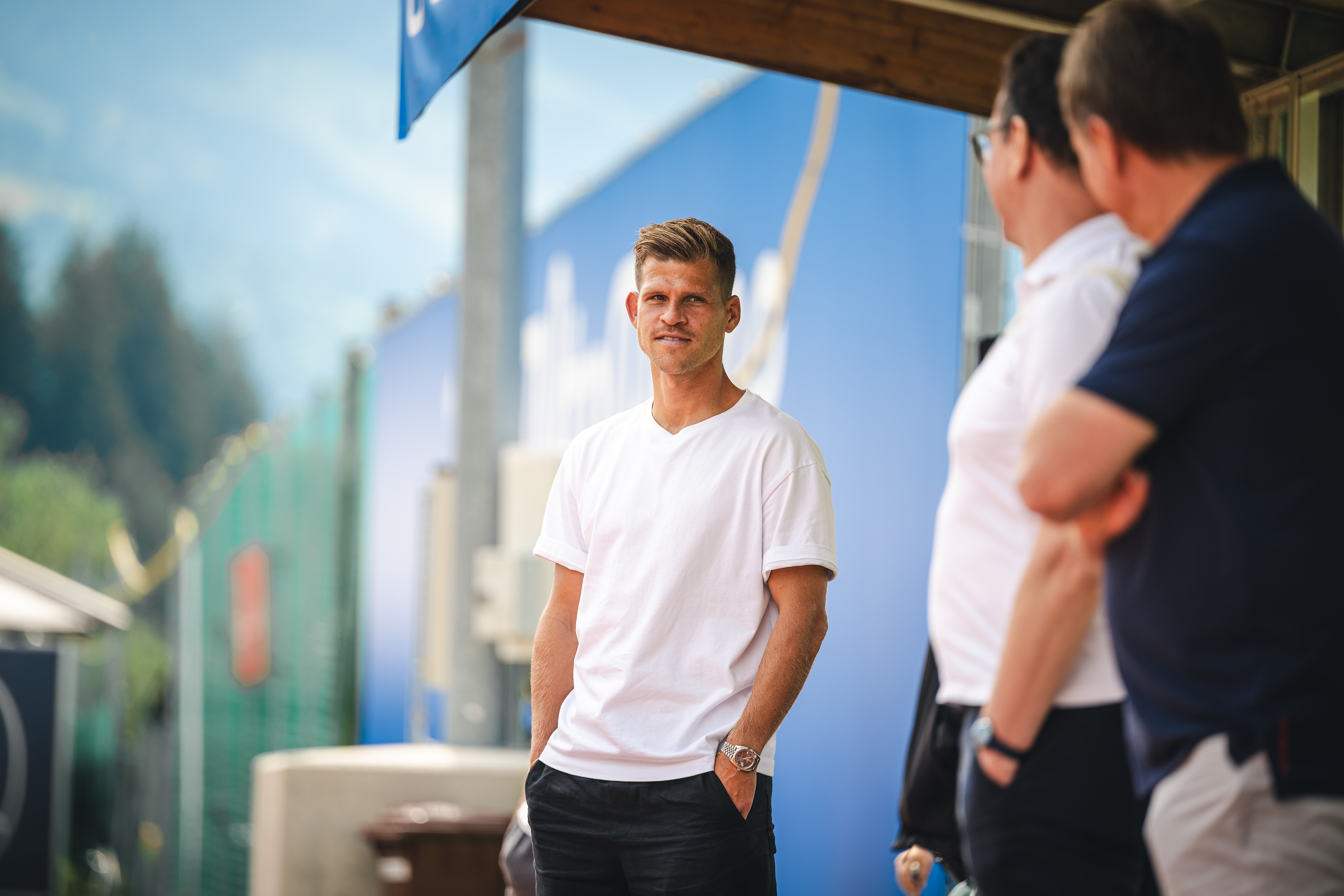 Florian Niederlechner zu Besuch im Trainingslager.