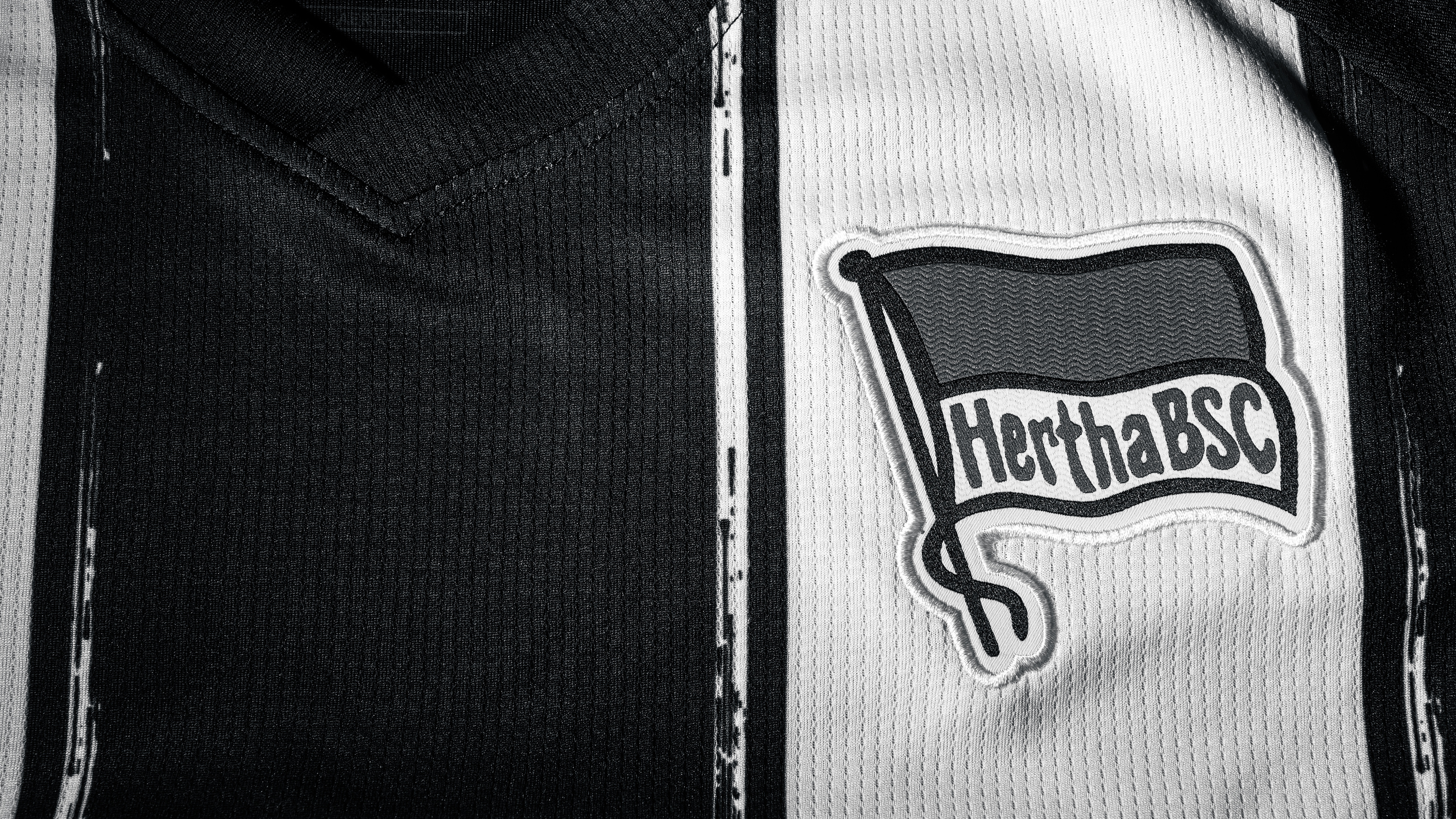 Die Fahne auf dem Trikot in Schwarz und Weiß.