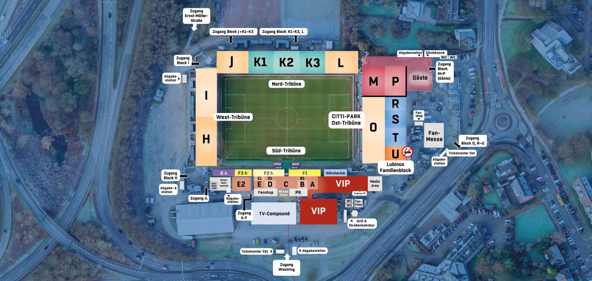 Stadionplan des Holstein-Stadions.