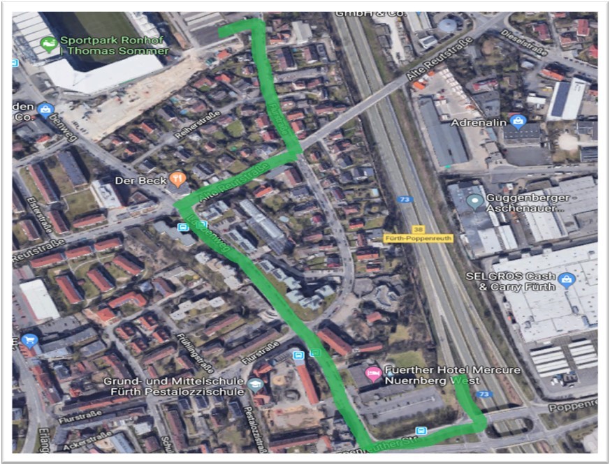 Der Anfahrtsweg für die Busse.