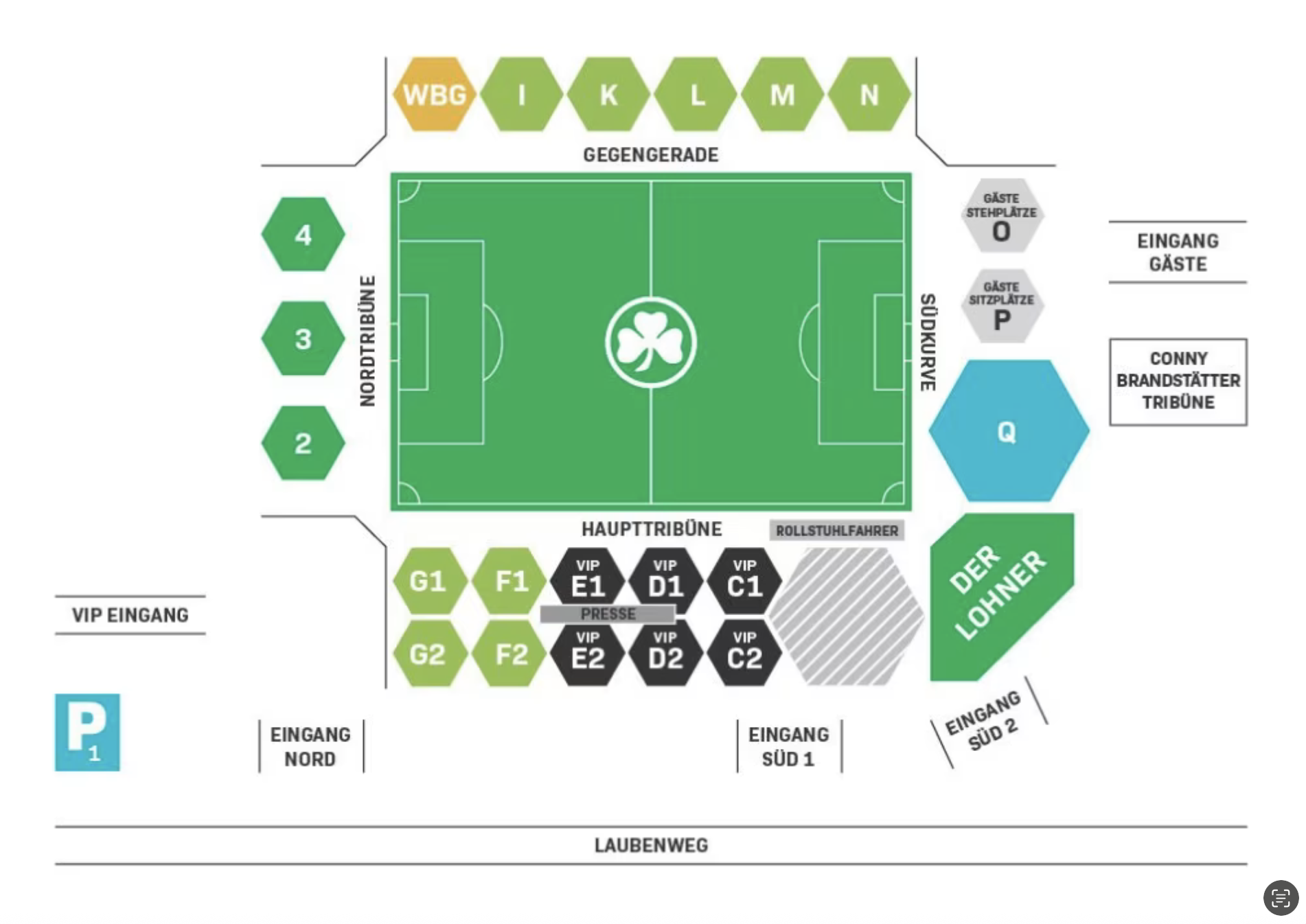 Stadionplan des Fürther Stadions.