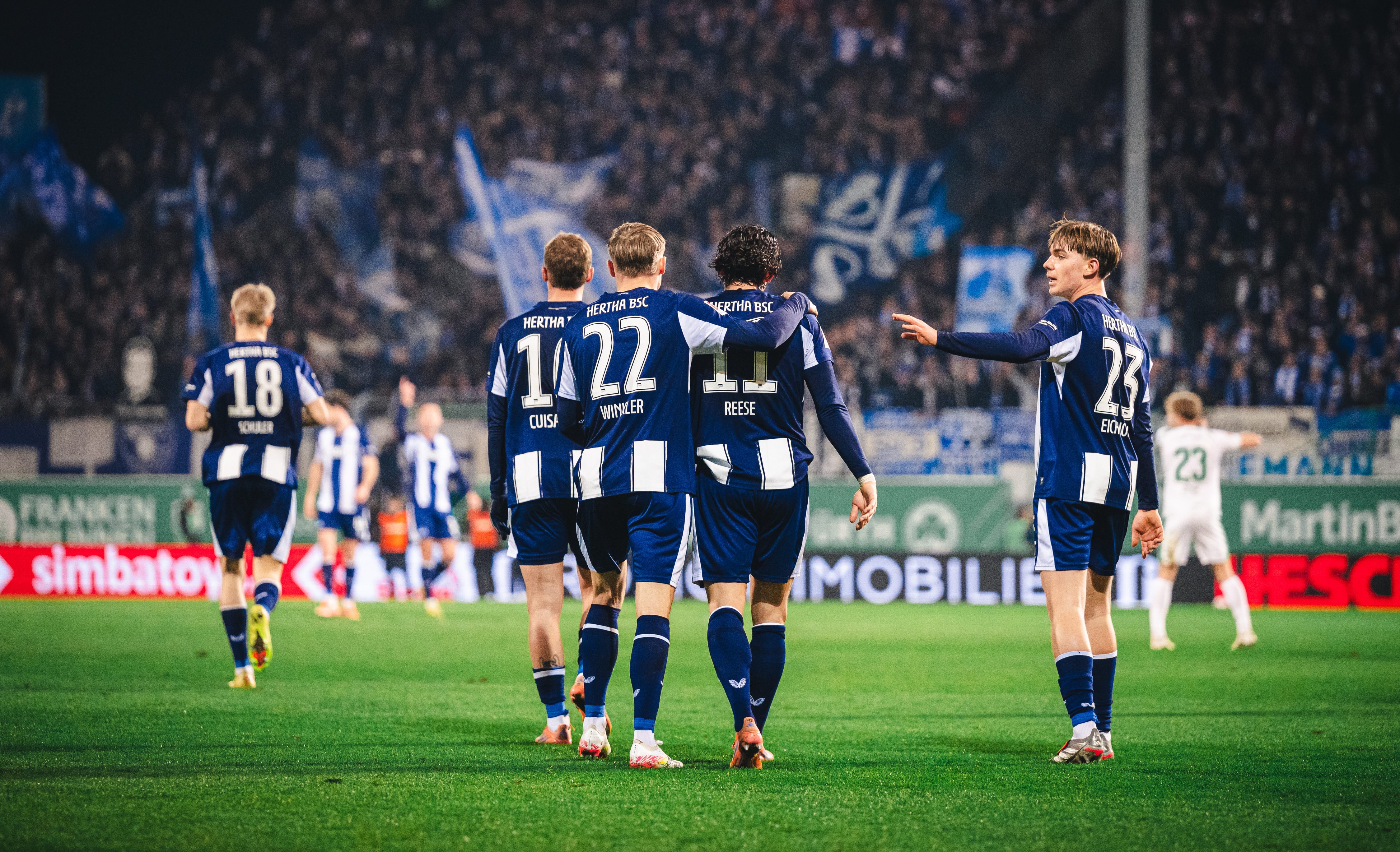 Jubelbild der Hertha-Spieler.