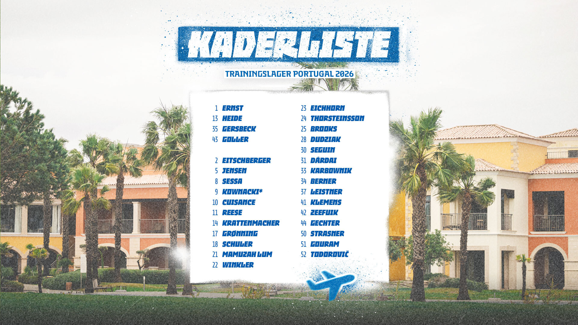 Der gesamte Kader für das Trainingslager in einer Grafik.