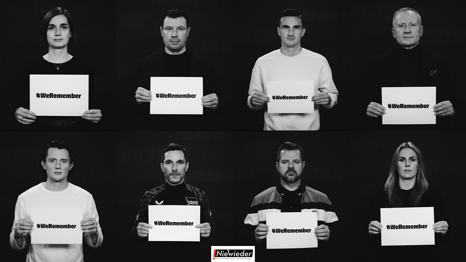 Herthanerinnen und Herthaner mit dem Motto #WeRemember.