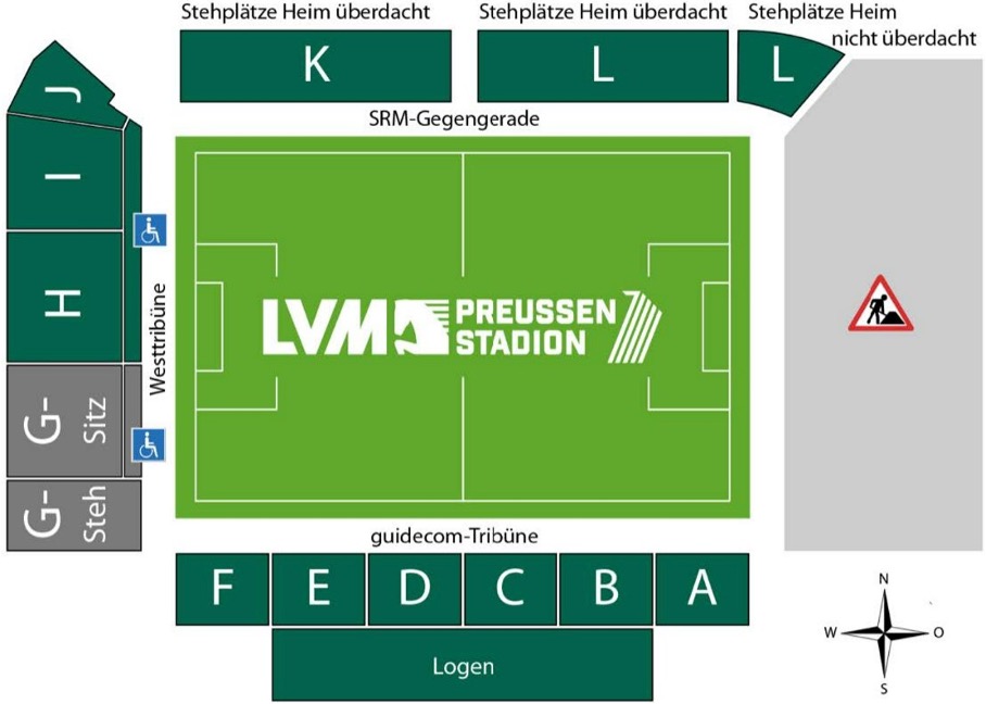 Der Stadionplan des Preußenstadions.