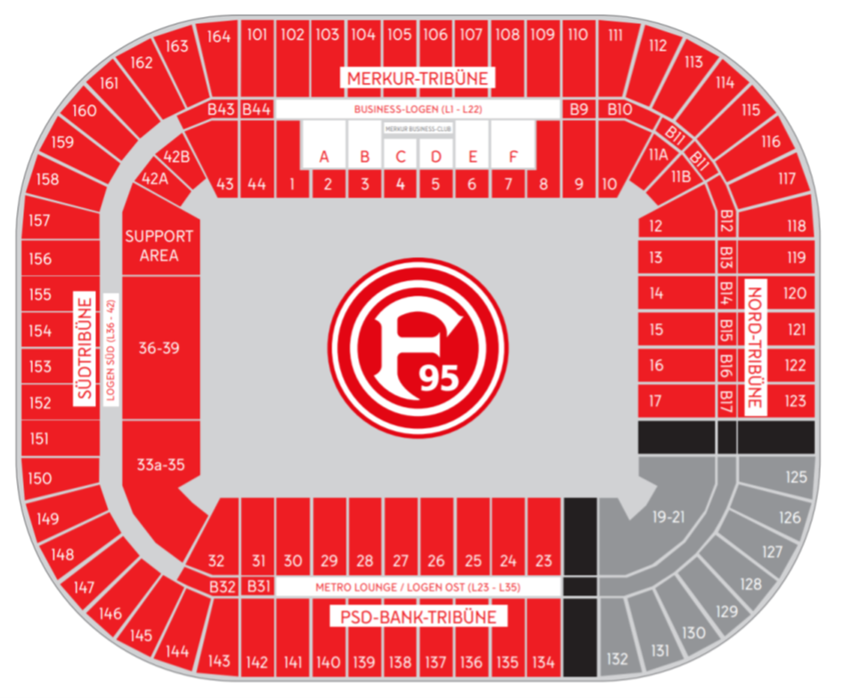 Der Stadionplan von Fortuna Düsseldorf.