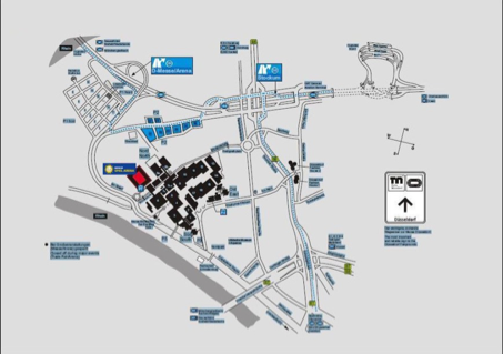 Grafik der Anfahrtswege zum Düsseldorfer Stadion.