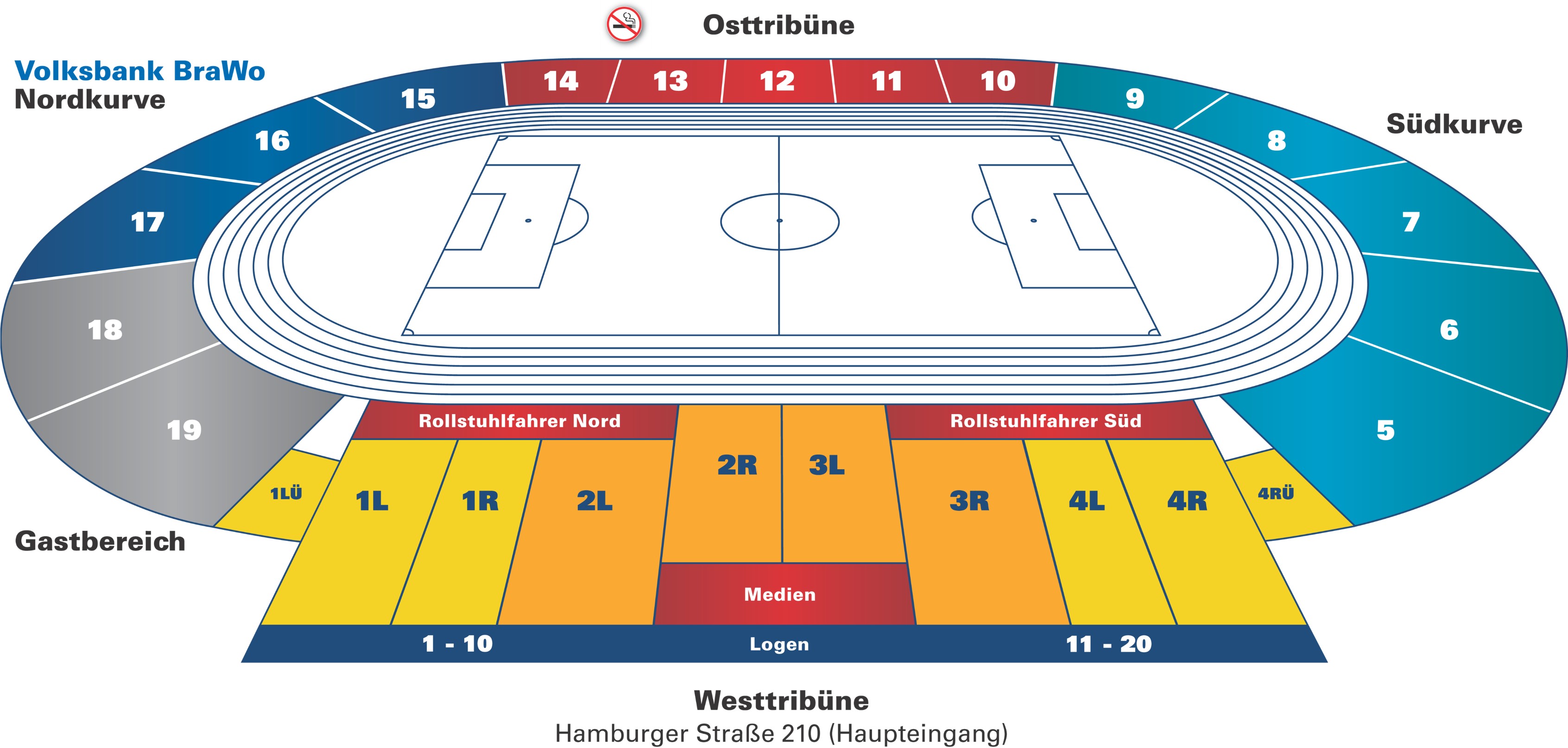 Stadionplan vom Eintracht-Stadion.