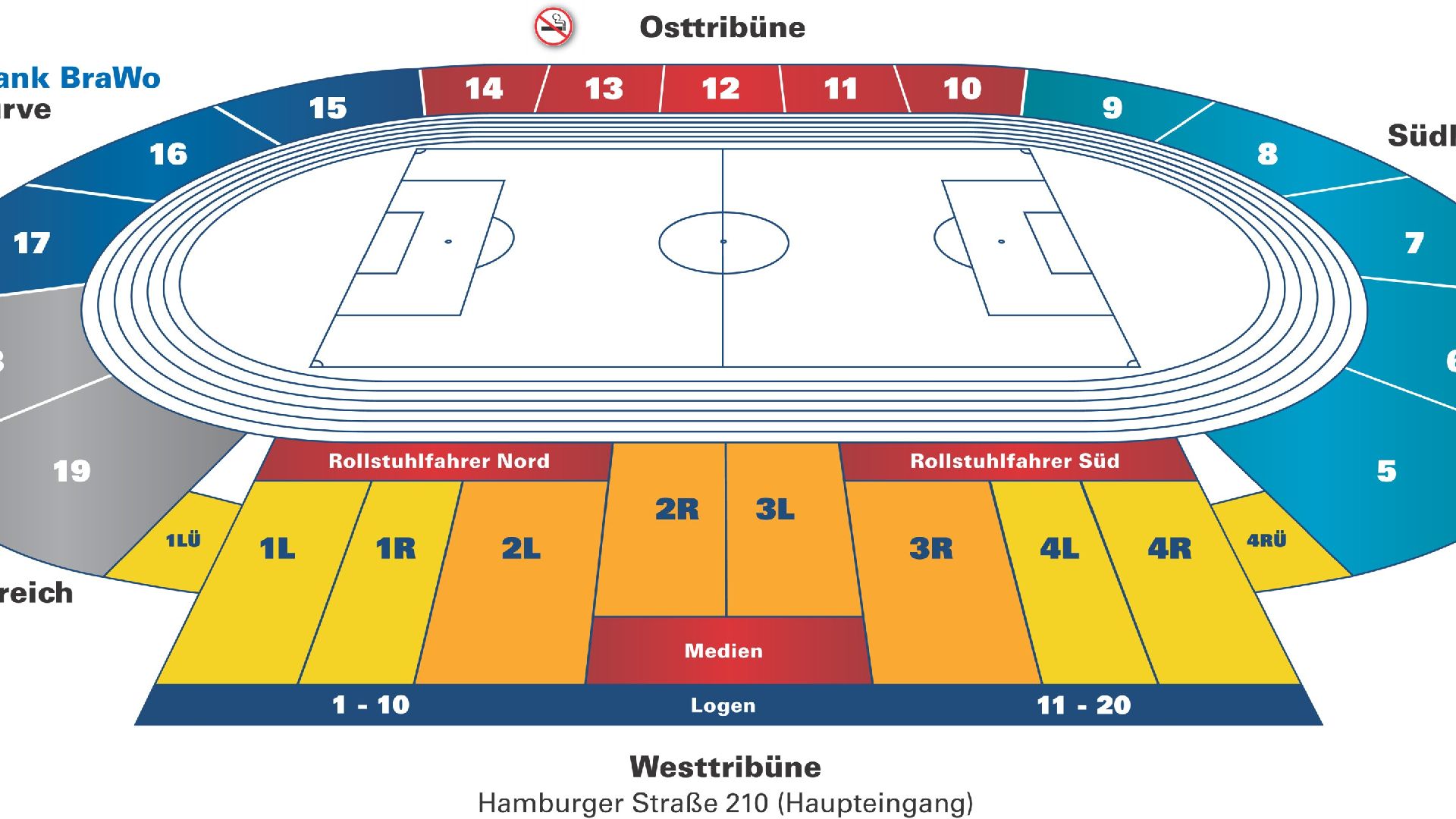 Stadionplan vom Eintracht-Stadion.