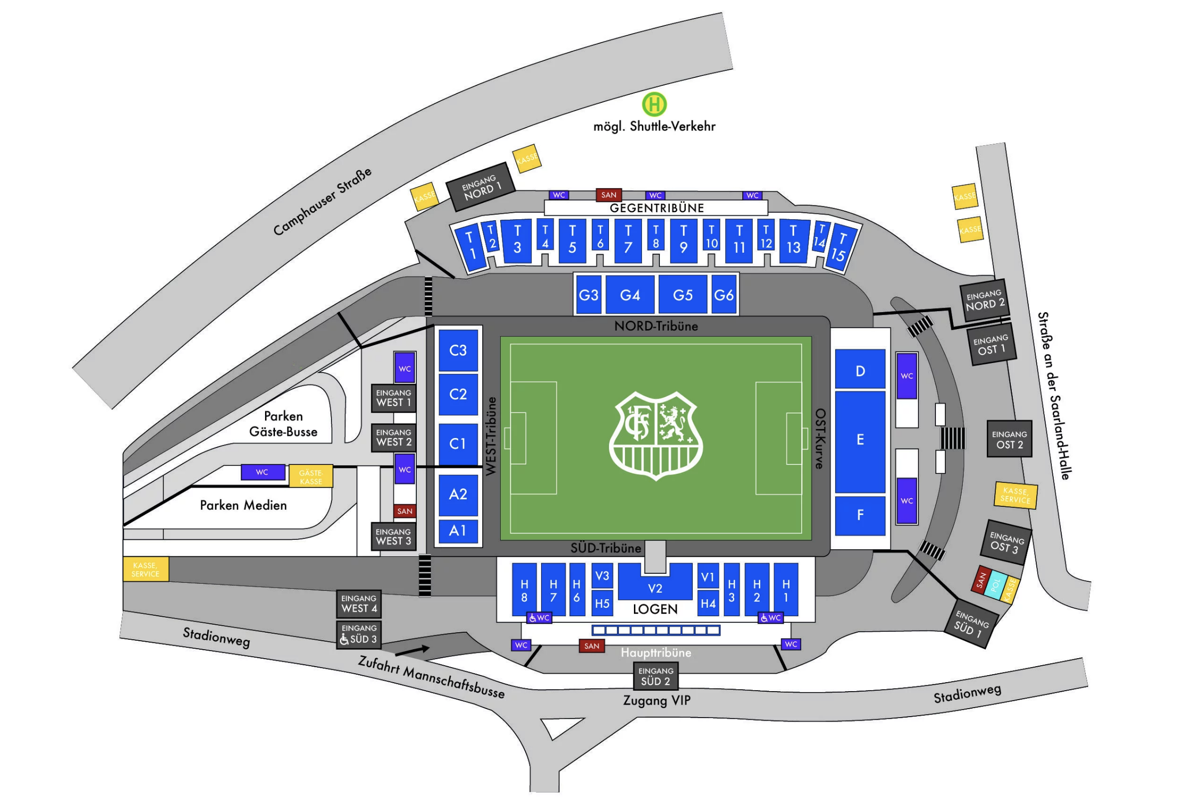 Stadionplan des Ludwigsparkstadion.