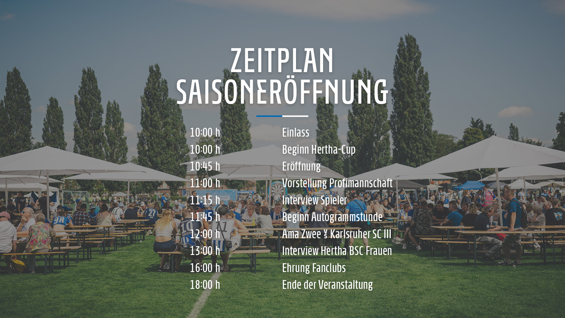 Zeitplan der Saisoneröffnung 2026/27.