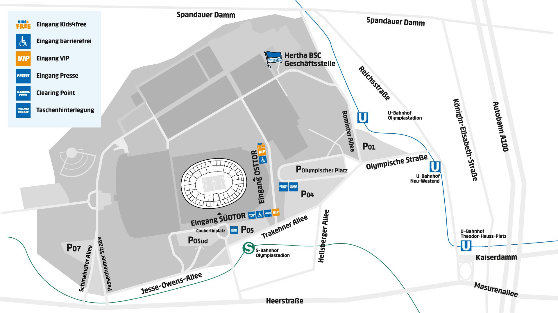 Detaillierter Plan des Olympiastadions.