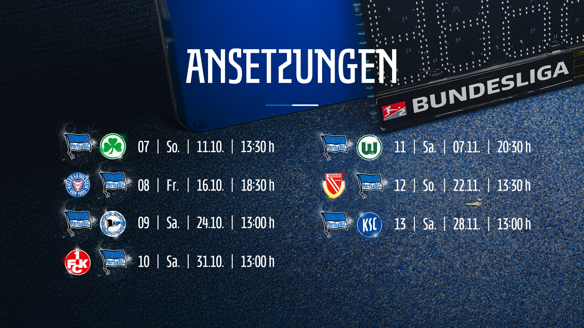 Die Grafik mit den Ansetzungen der Spieltag 7 bis 13.