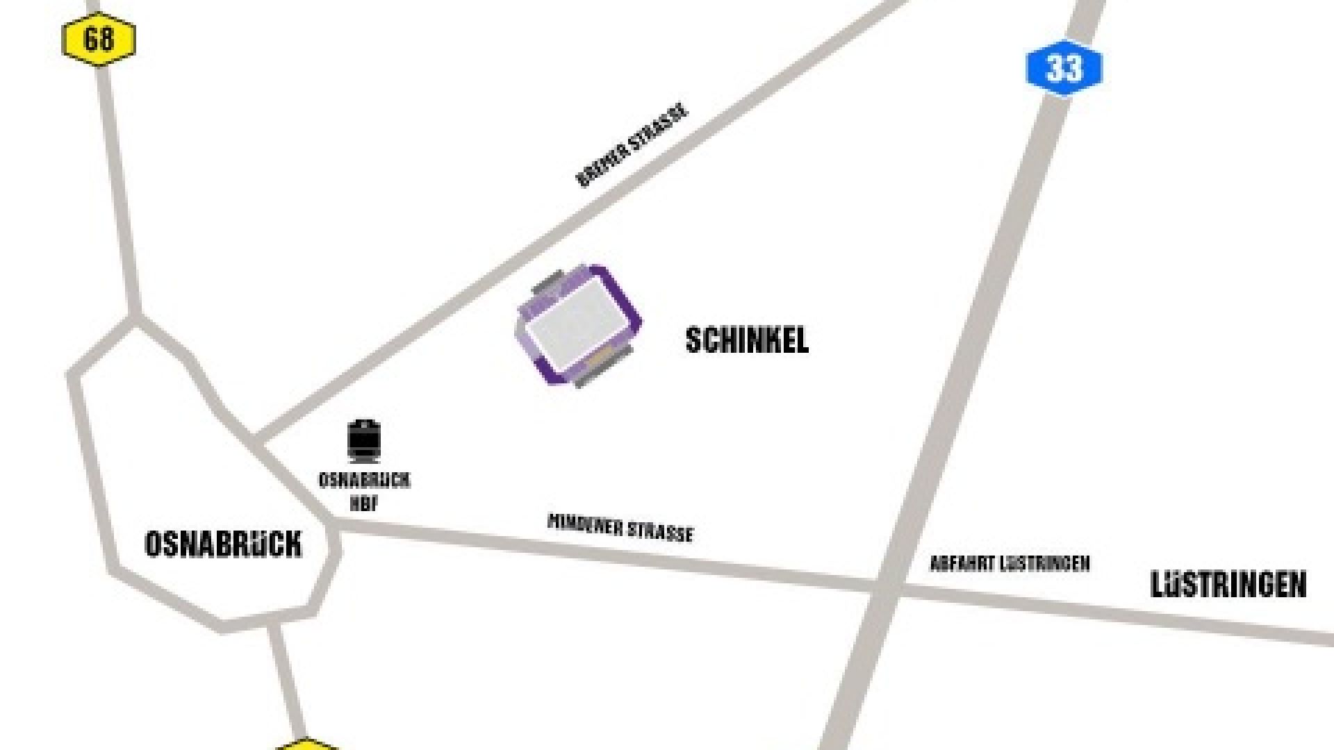 Karte zur Anreise zum Stadion an der Bremer Brücke in Osnabrück.