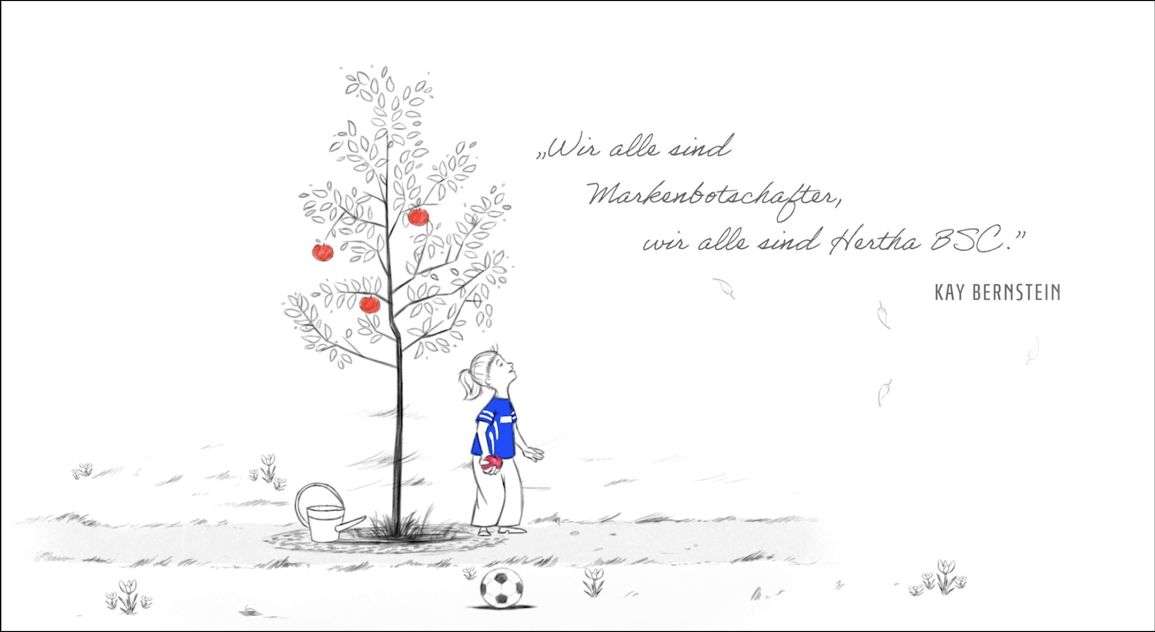 Grafik zu Kay Bernsteins Markenbotschafter-Zitat mit dem Apfelbaum.