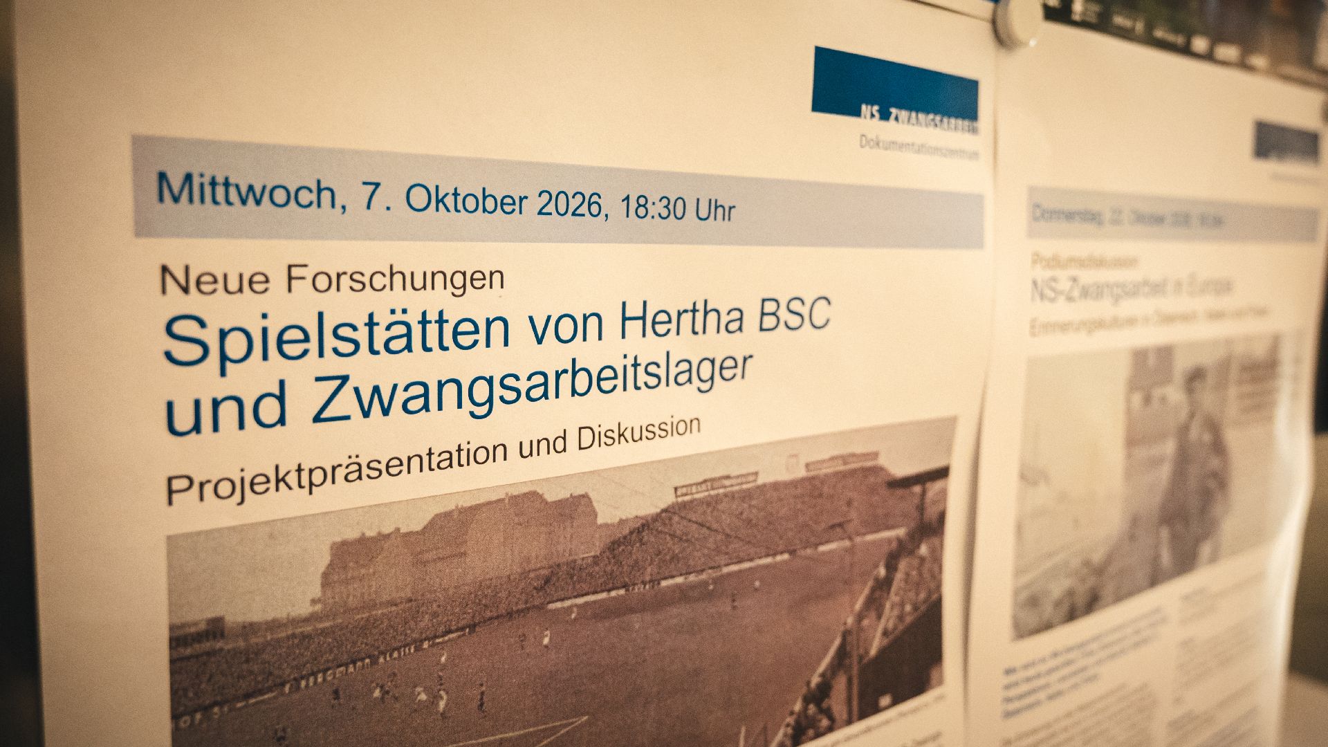 Das Plakat zur Projektpräsentation im Dokumentationszentrums NS-Zwangsarbeit.
